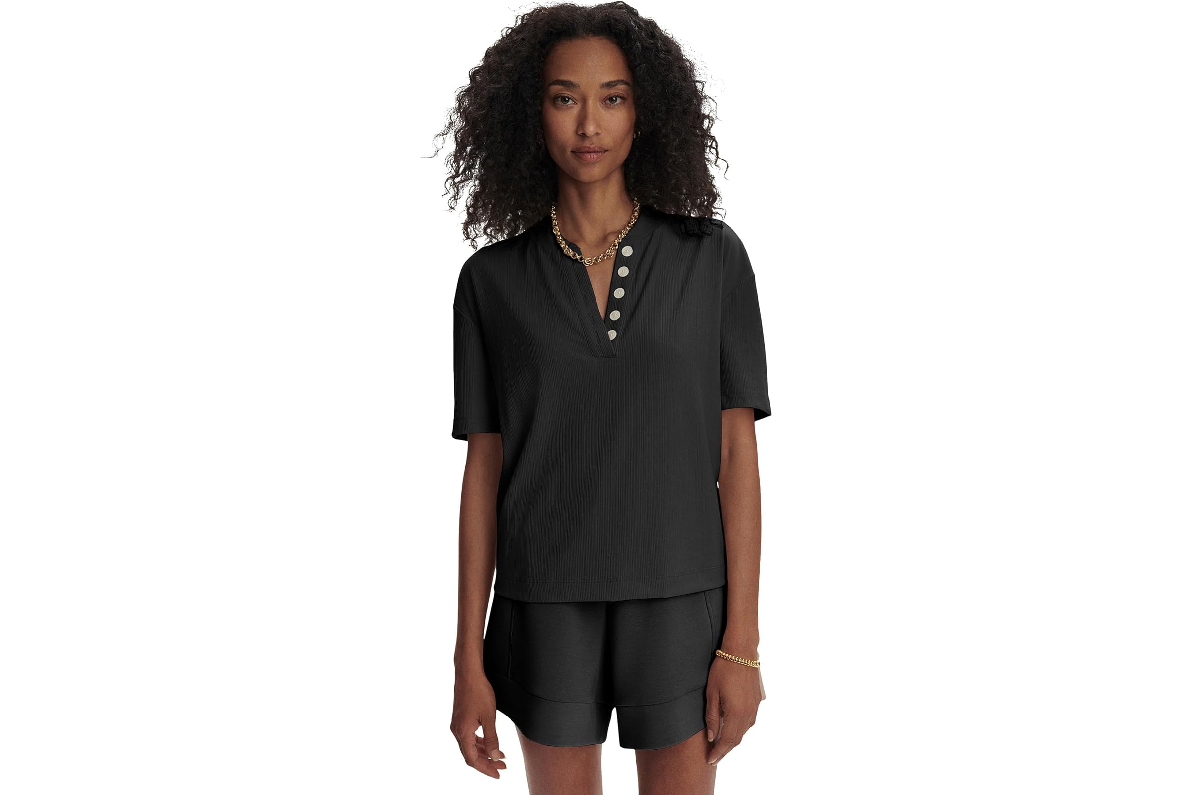 Varley Kasey Mock Placket Rib Tee 13490₽