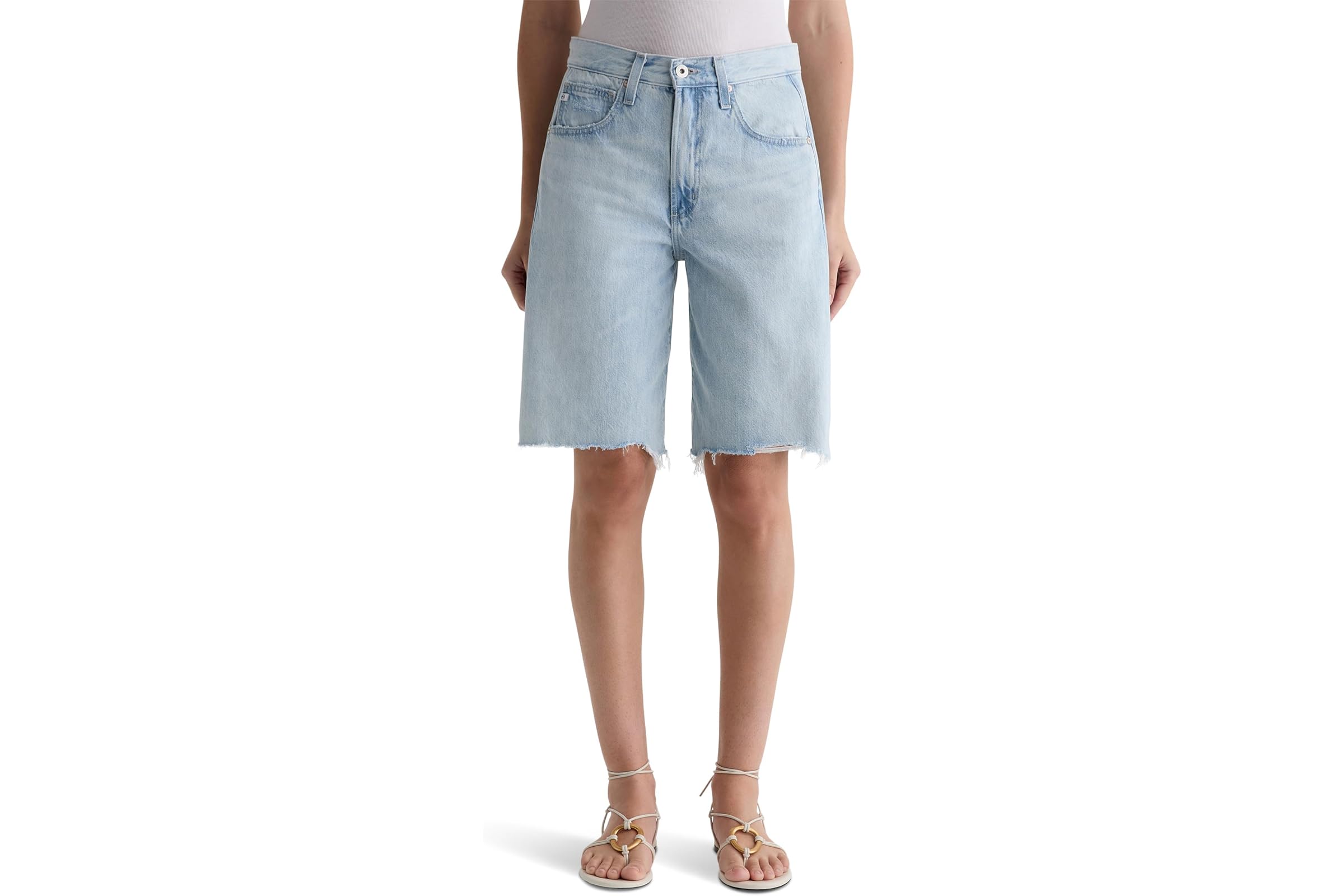 Шорты AG Jeans Hattie High-Rise Barrel Shorts in Sunfaded Destructed 23390₽