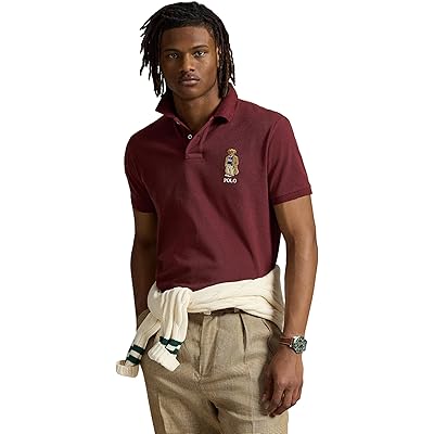 Мужская рубашка Polo Ralph Lauren Custom Slim Fit Bear Mesh Polo Shirt