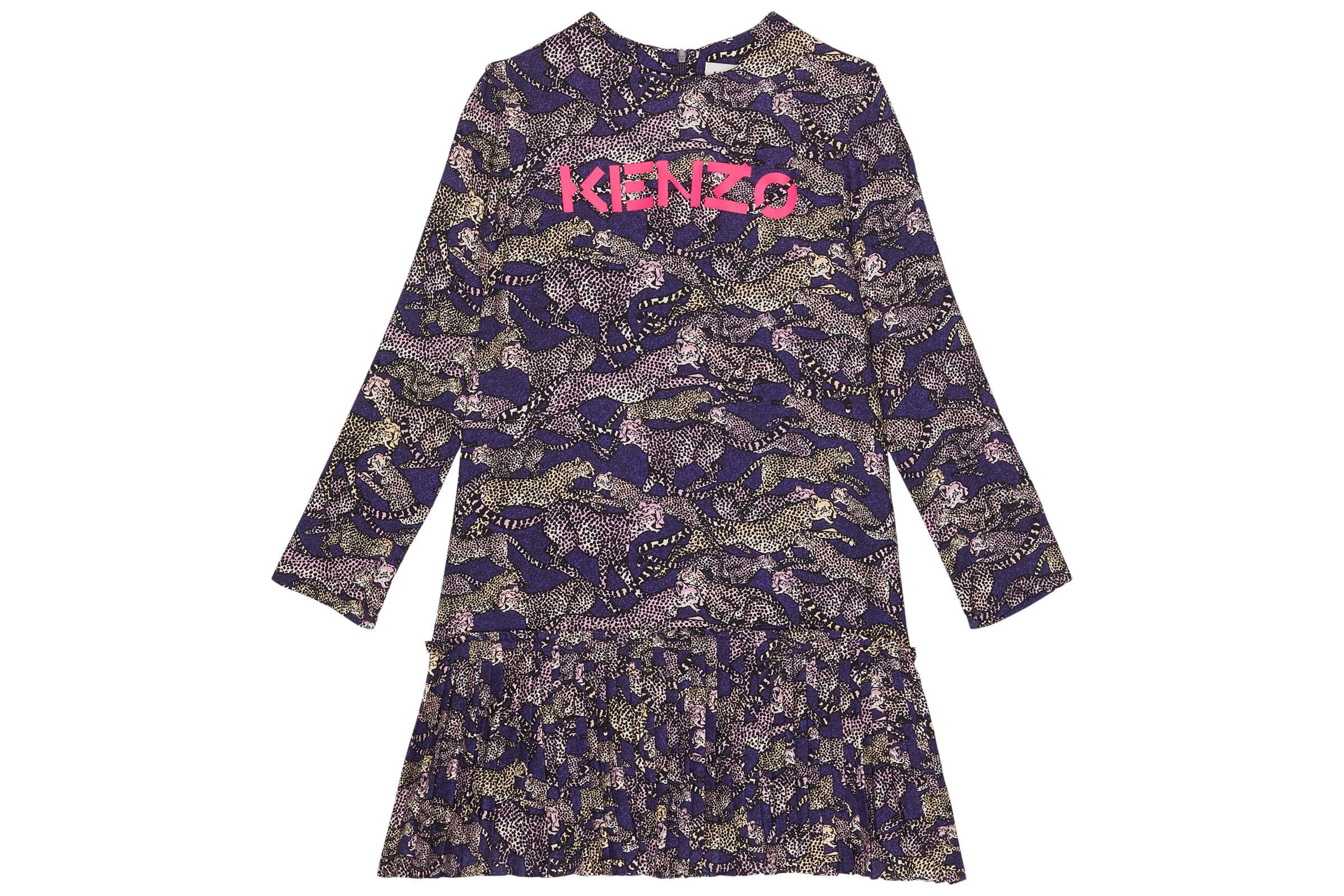 Платье Kenzo Kids Leopard Print Long Sleeve Dress (Little Kids/Big Kids)