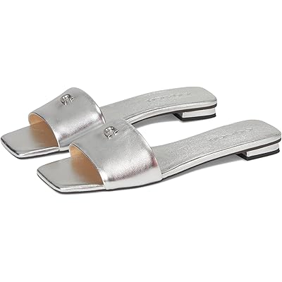 COACH Sculpted C Metallic Leather Flat Sandals