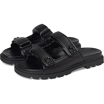 COACH Sculpted C Leather Double Band Sandals