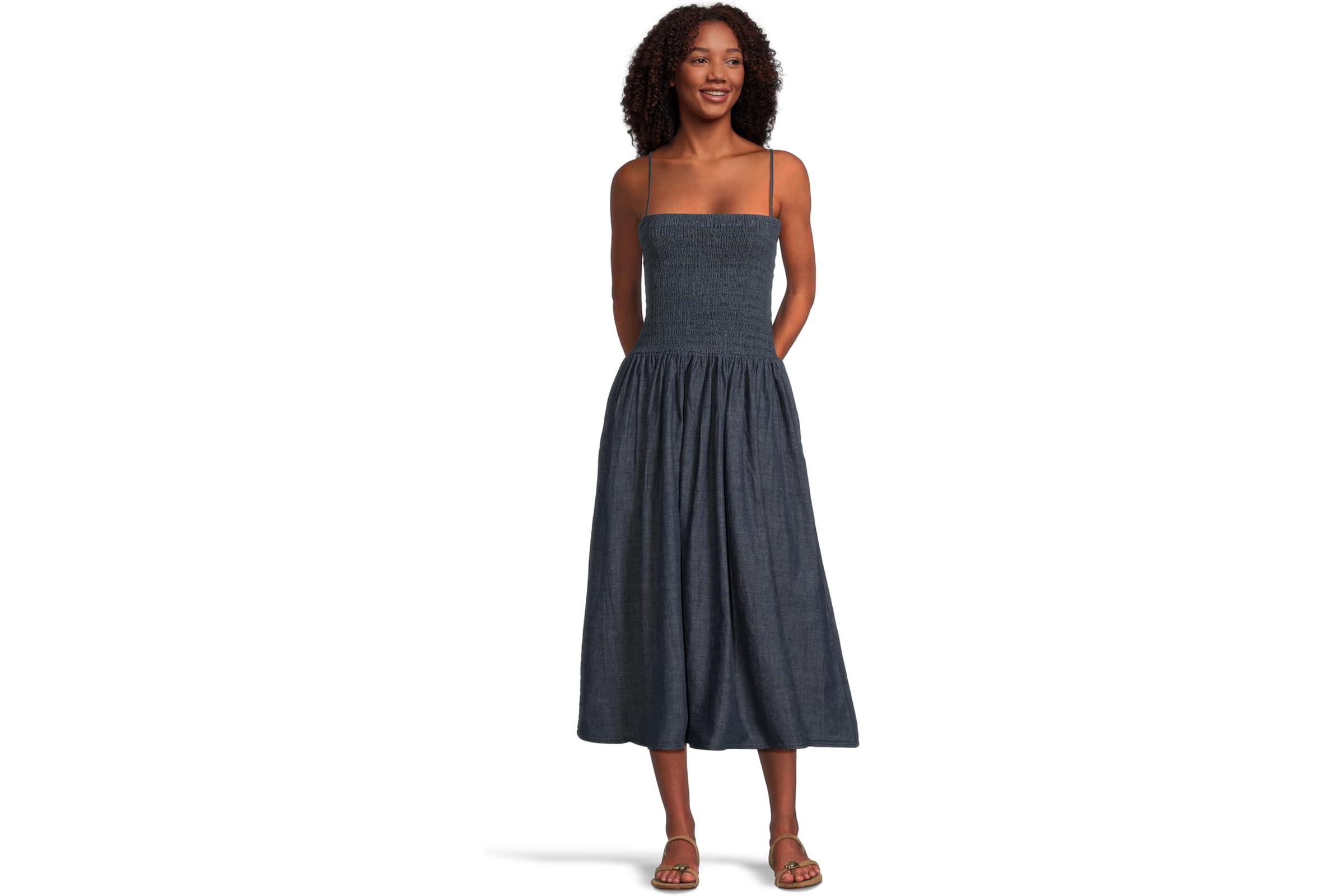 Платье Madewell Smocked Indigo Cami Sundress in Rinse Wash 15790₽
