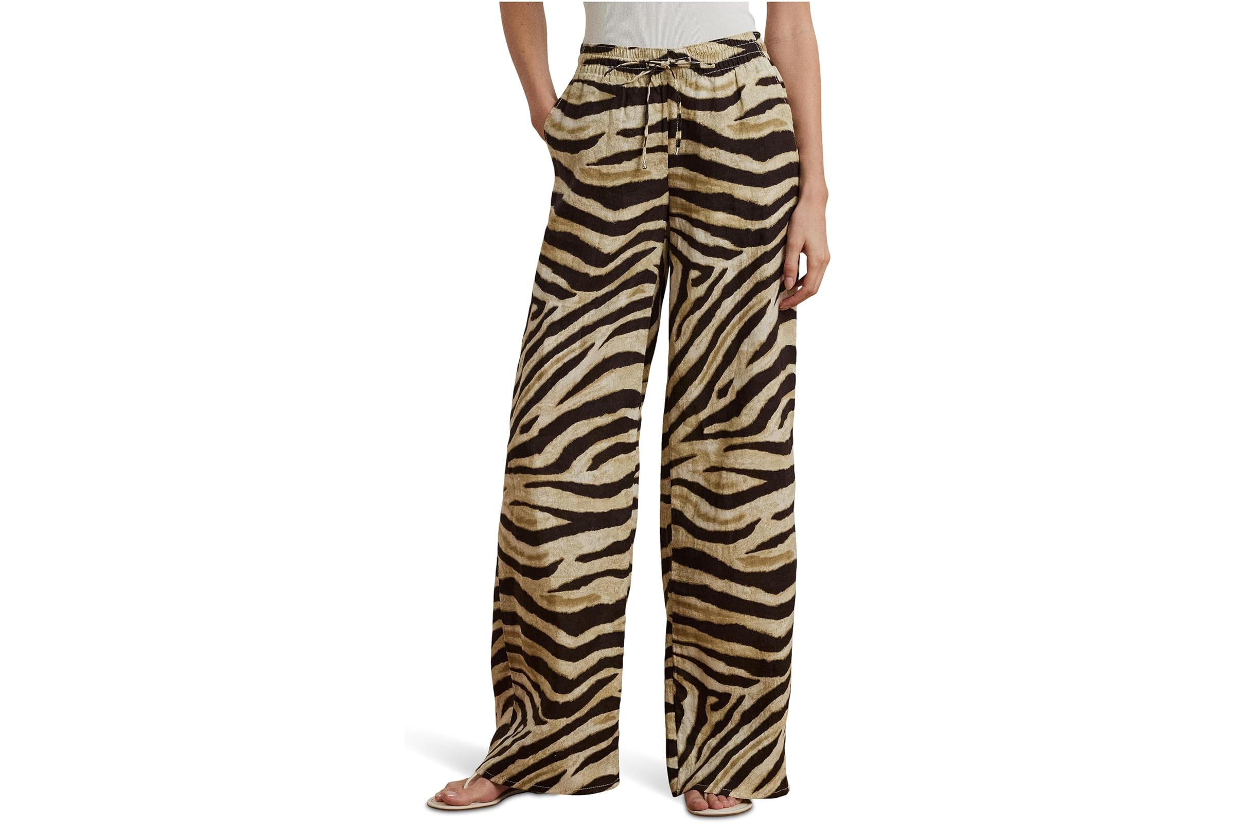 Брюки Lauren Ralph Lauren Zebra-print Linen Wide-leg Pants 7090₽