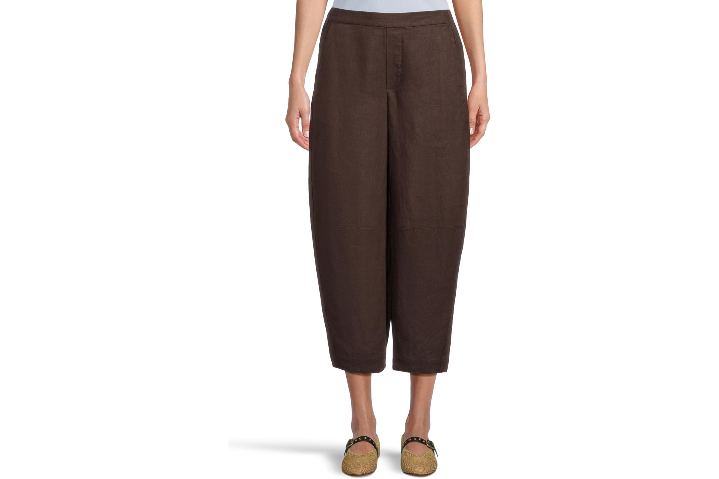 Брюки Madewell Barrel Flat Front E-Back Linen Pull-On in Charred Oak 11690₽