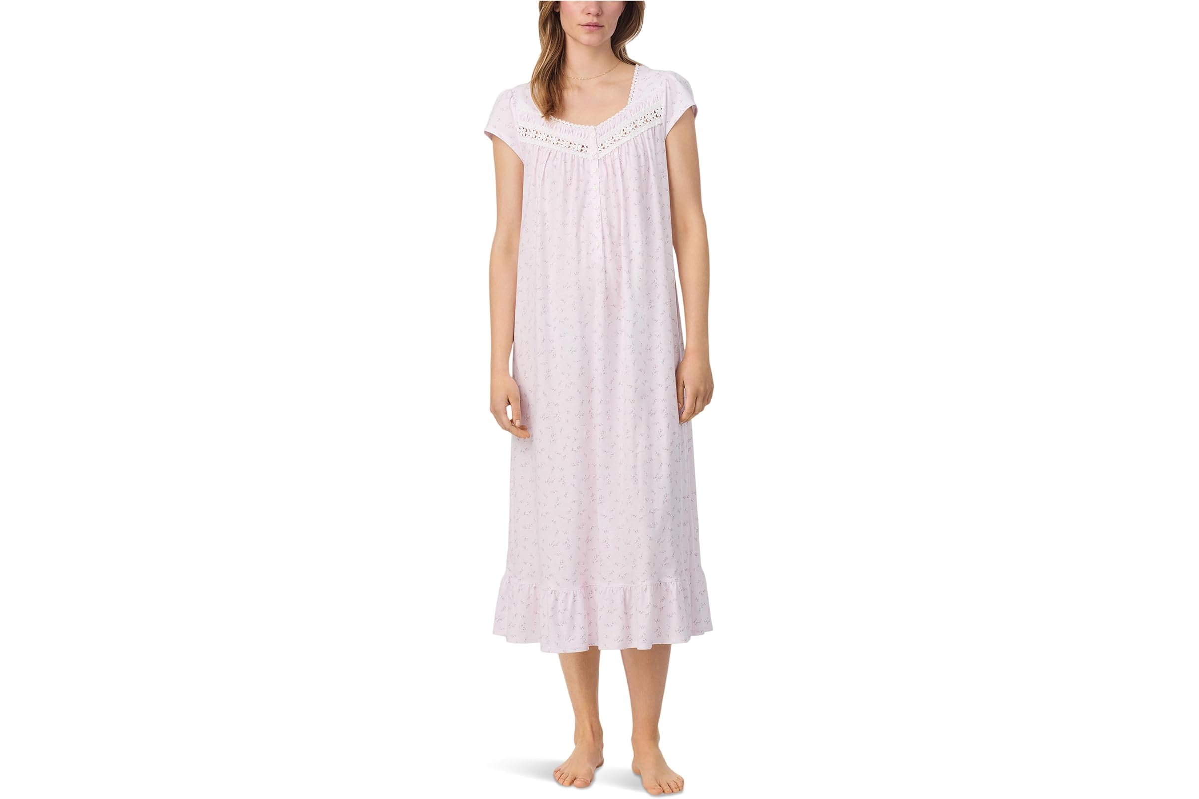 Eileen West Cotton Knit Cap Sleeve Long Nightgown 12190₽