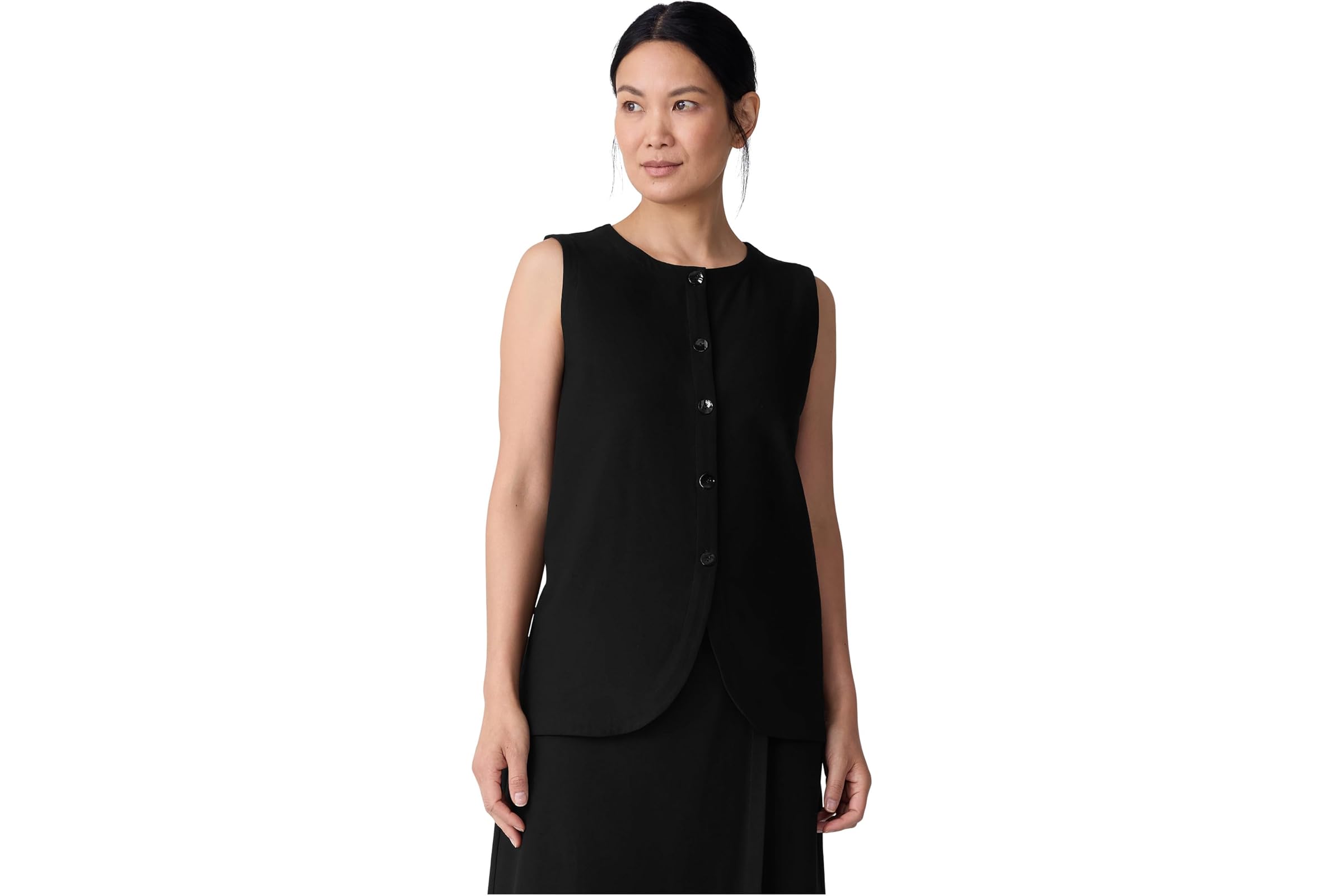 Eileen Fisher Washable Stretch Crepe Round Neck Long Vest 19790₽