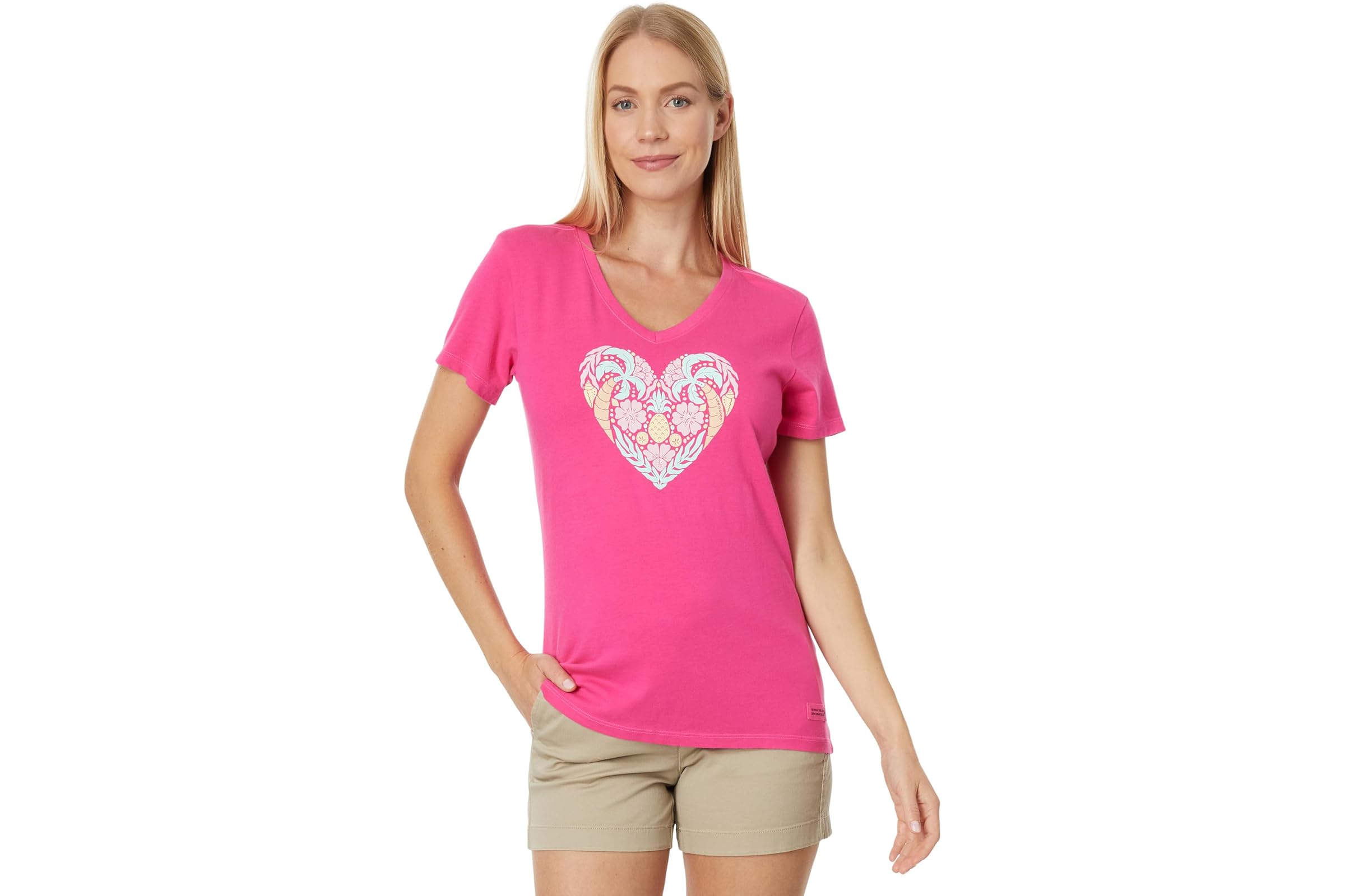 Life is Good Beach Design Heart Short Sleeve Crusher Vee 3890₽