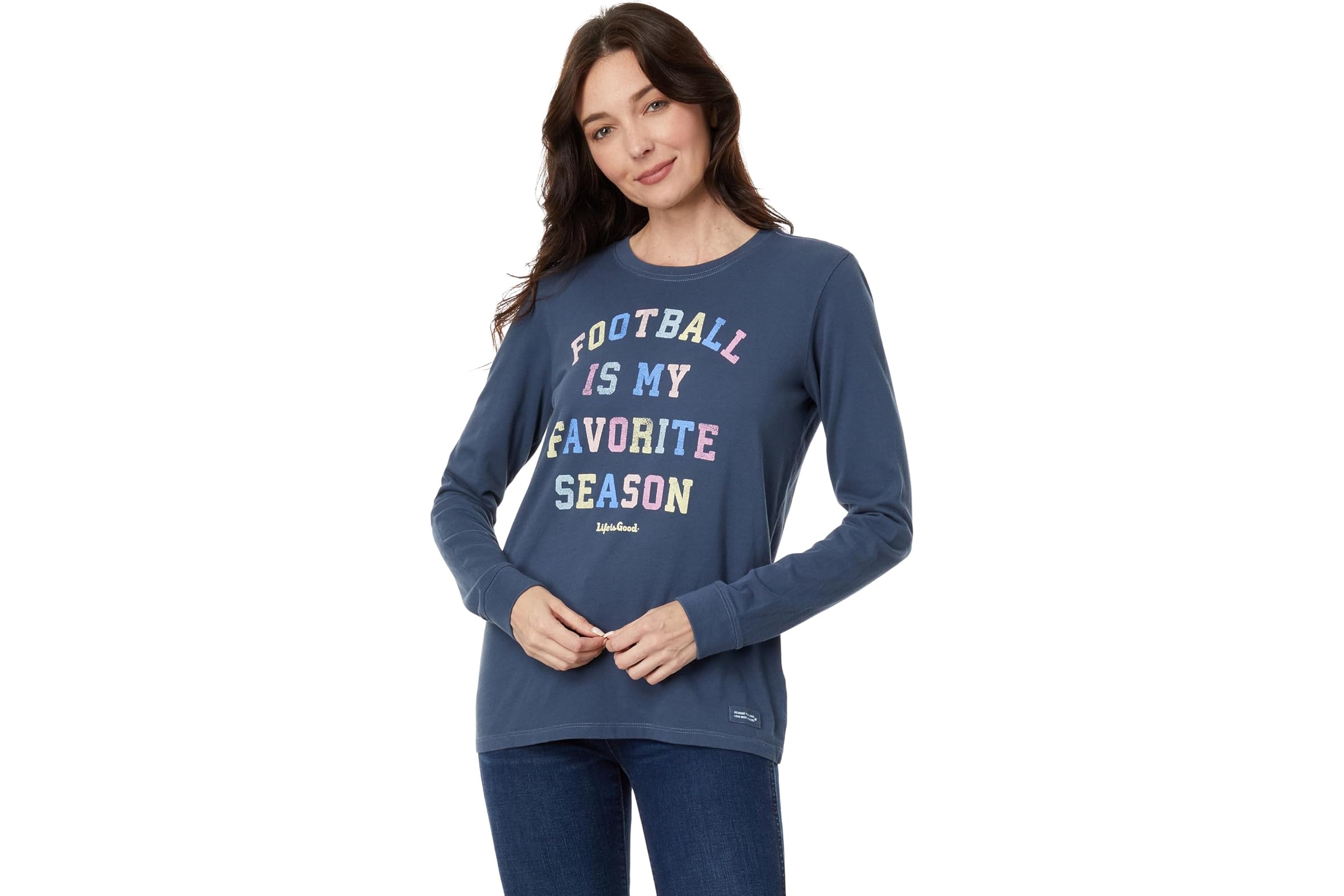 Life is Good Football Is My Favorite Season Long Sleeve Crusher Tee 2890₽