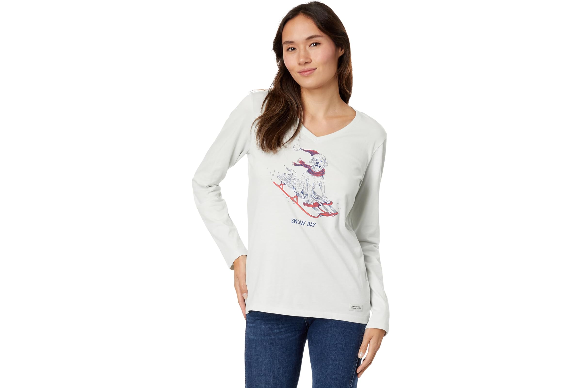 Life is Good Sled Dog Long Sleeve Crusher-Lite Vee