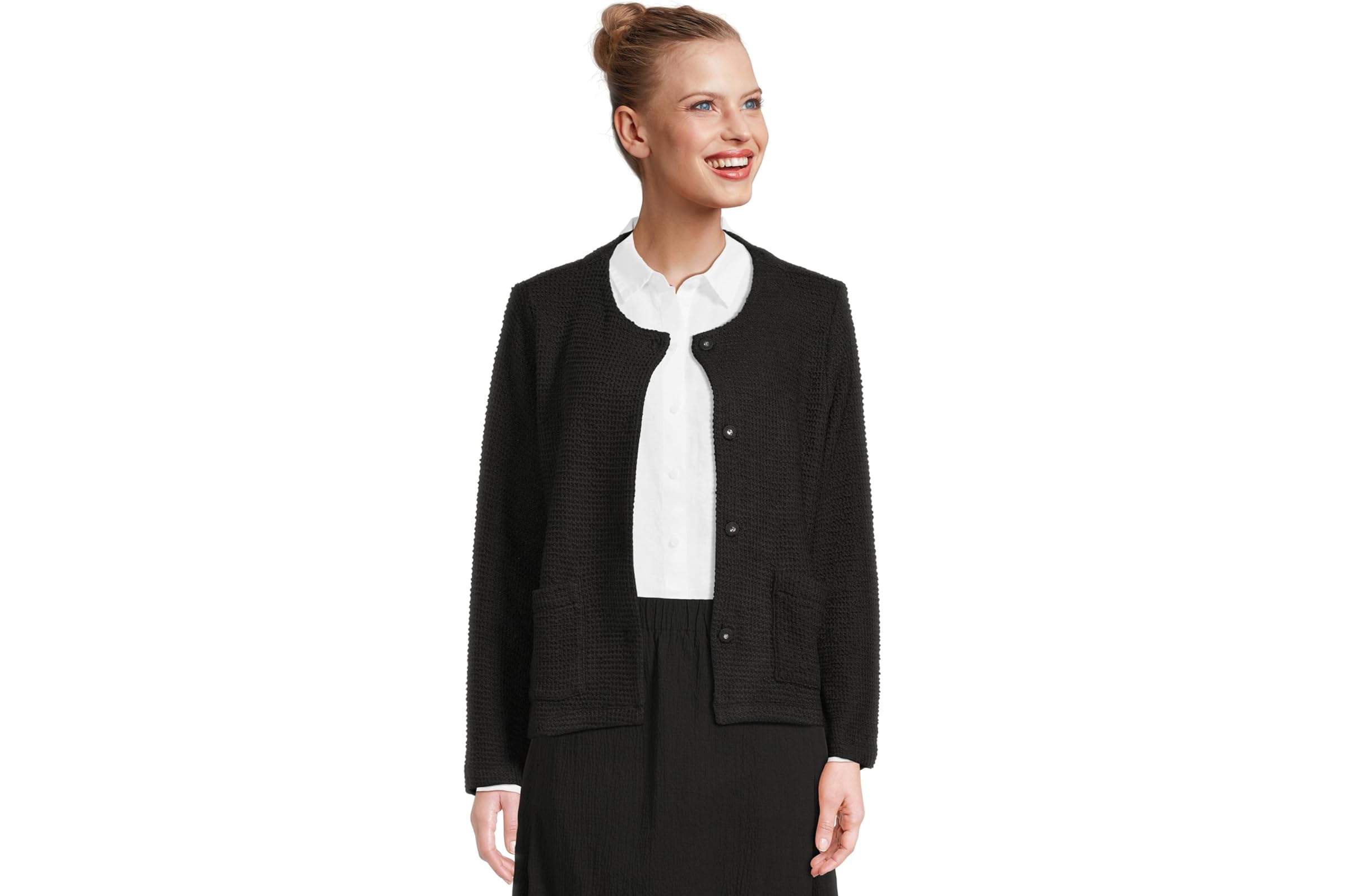 Eileen Fisher Organic Cotton Boucle Round Neck Jacket 13890₽