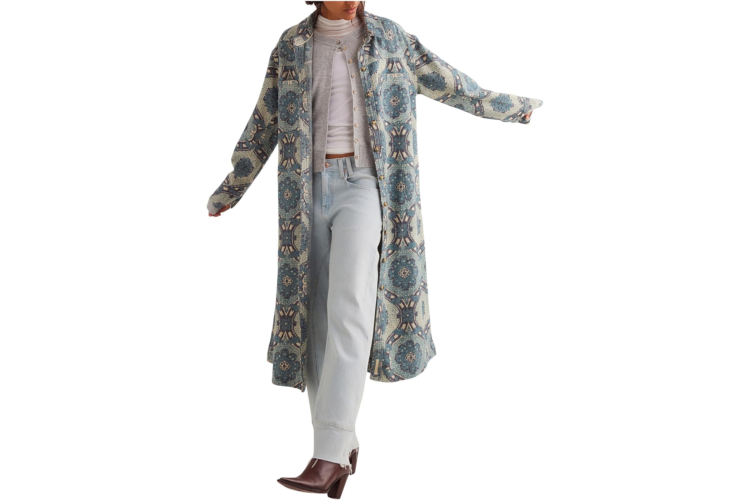 Free People We The Free Brick Lane Jacquard Maxi Shirt Jacket 22690₽