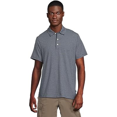 Мужская рубашка L.L.Bean Comfort Stretch Performance Pima Polo Short-sleeve Stripe classic navy