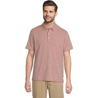Мужская рубашка L.L.Bean Comfort Stretch Performance Pima Polo Short-sleeve Stripe mineral red