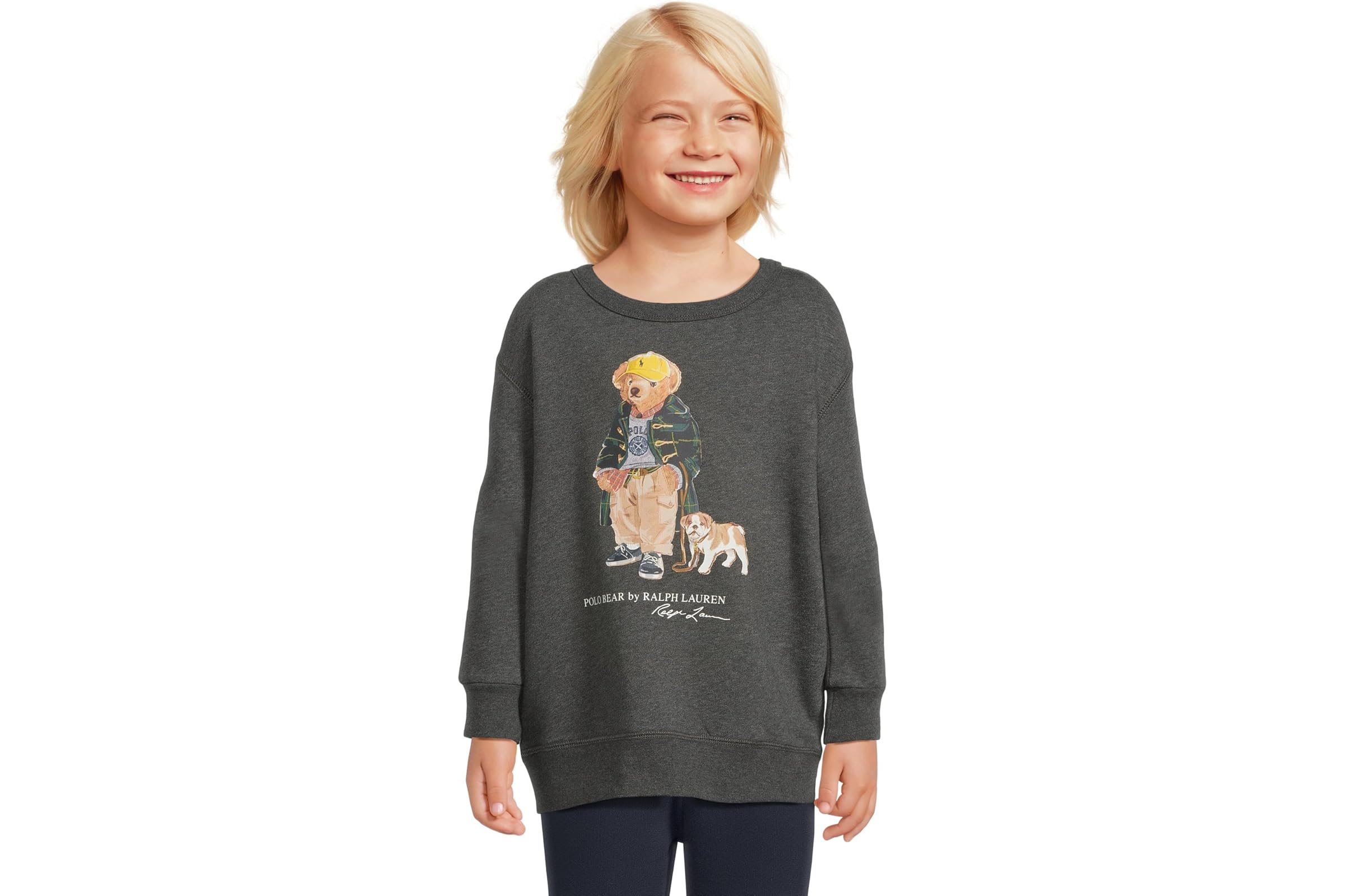 Мужская толстовка Polo Ralph Lauren Kids Polo Bear Heathered Fleece Sweatshirt ToddlerLittle Kid 10390₽