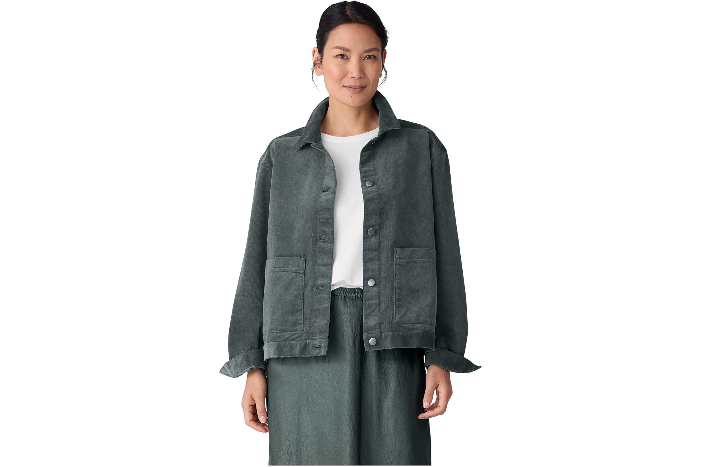 Eileen Fisher Organic Cotton Stretch Corduroy Classic Collar Jacket 43790₽