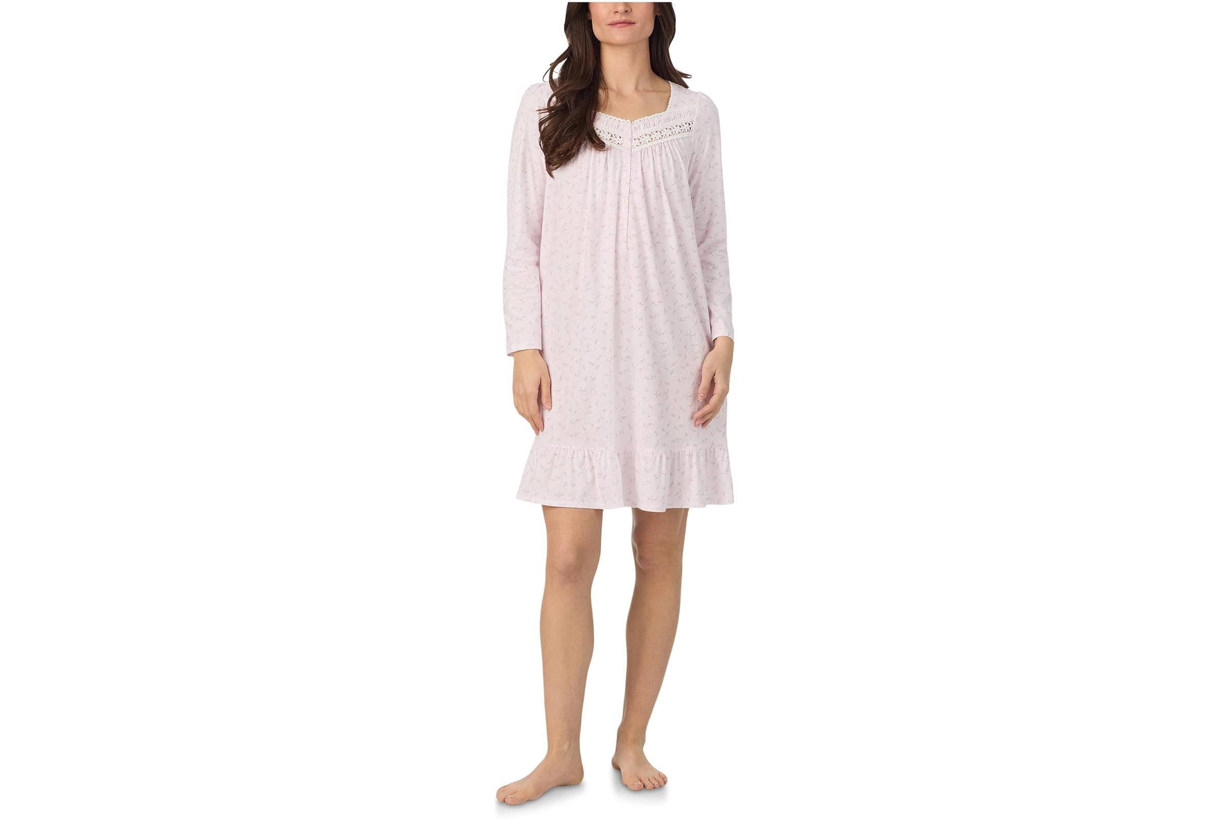Eileen West Cotton Knit Long Sleeve Short Nightgown 7690₽