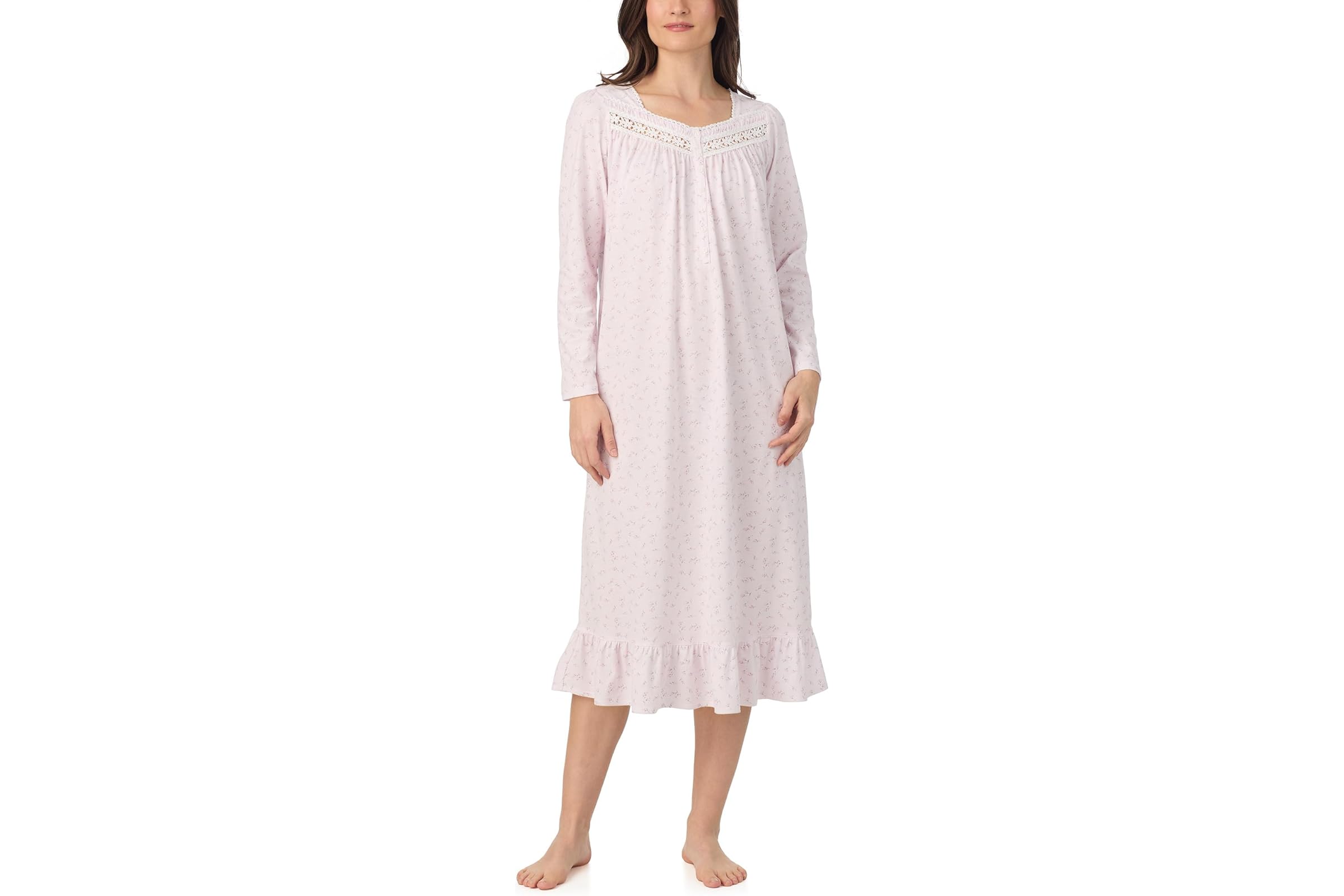 Eileen West Cotton Knit Long Sleeve Long Nightgown 10190₽