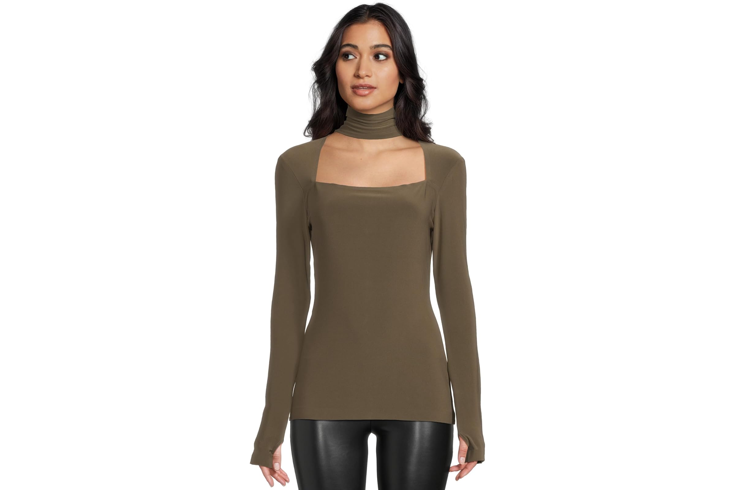 Norma Kamali Long Sleeve Sweetheart Turtle Top 25990₽