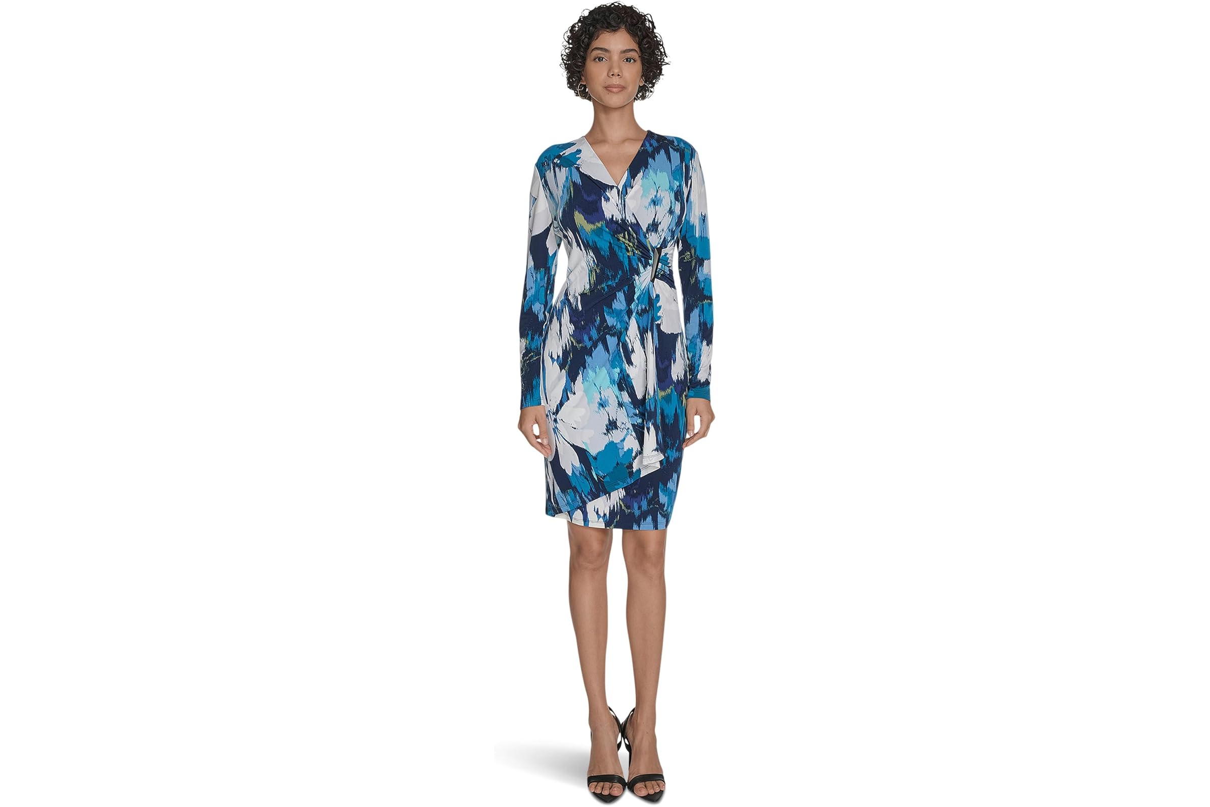Платье Calvin Klein Long Sleeve Floral Jersey Sheath
