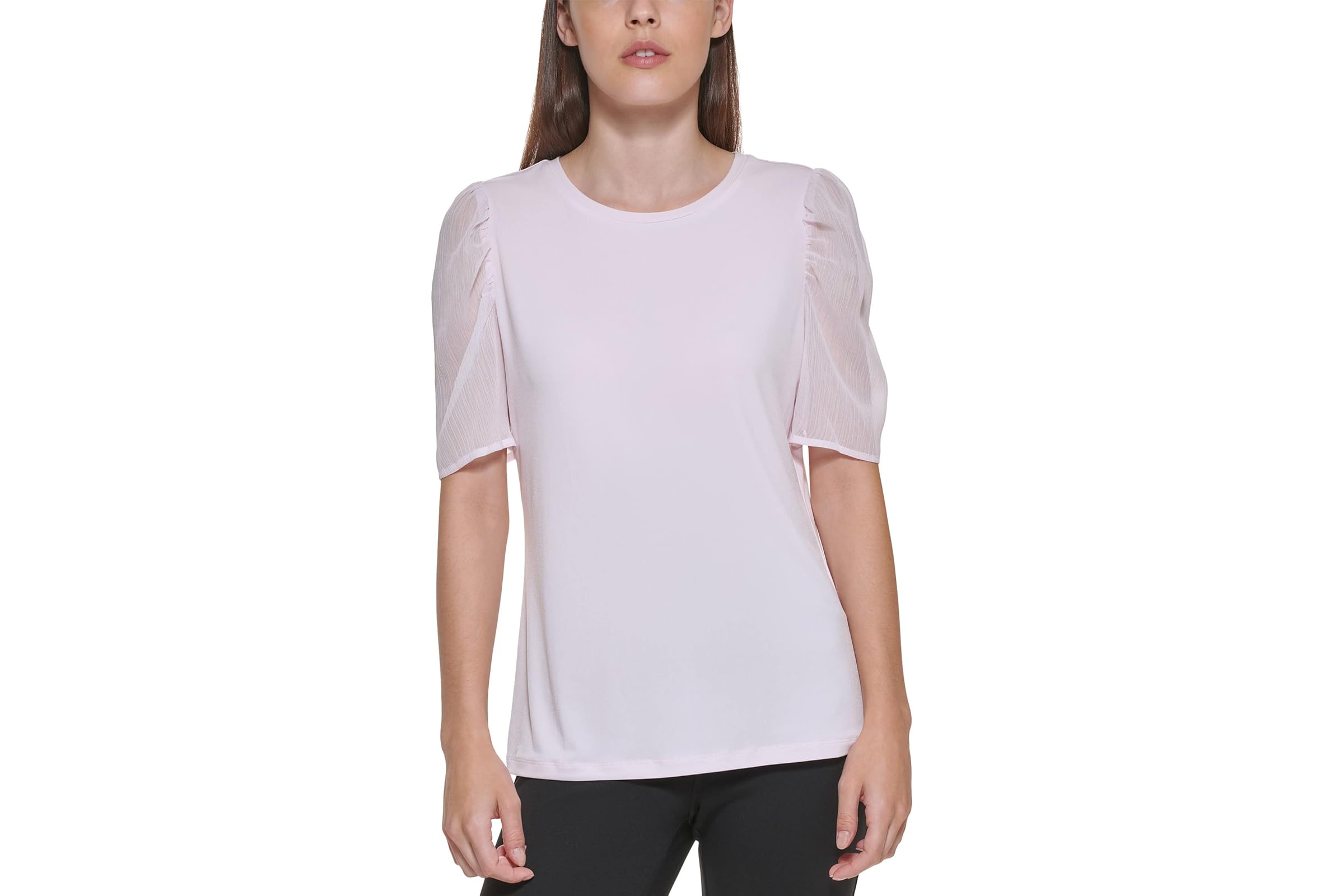 DKNY Mixed Media Puff Short Sleeve Top 5690₽