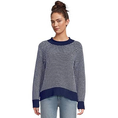 L.L.Bean Signature Original Cotton Rollneck Novelty Sweater navy birdseye