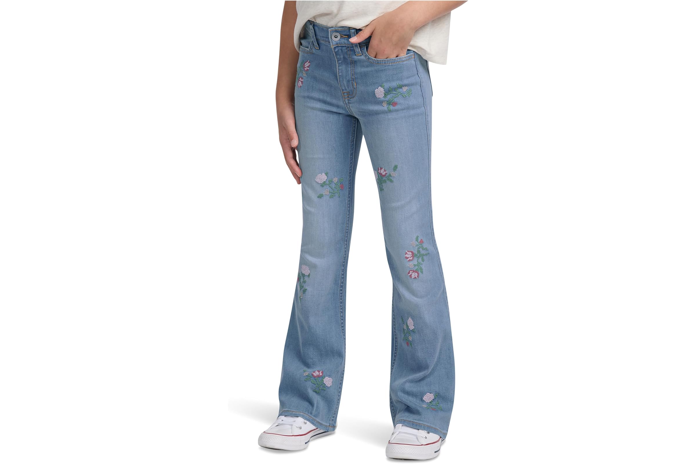 Джинсы abercrombie kids High-Rise Flare Floral Jeans (Big Kid)