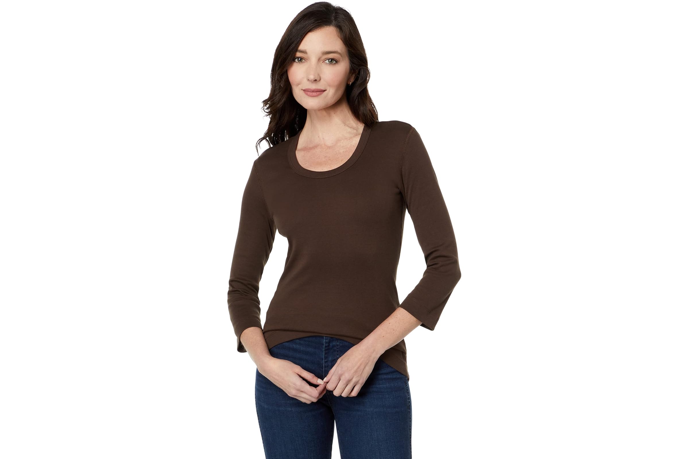 Three Dots 3/4 Sleeve Scoop Neck