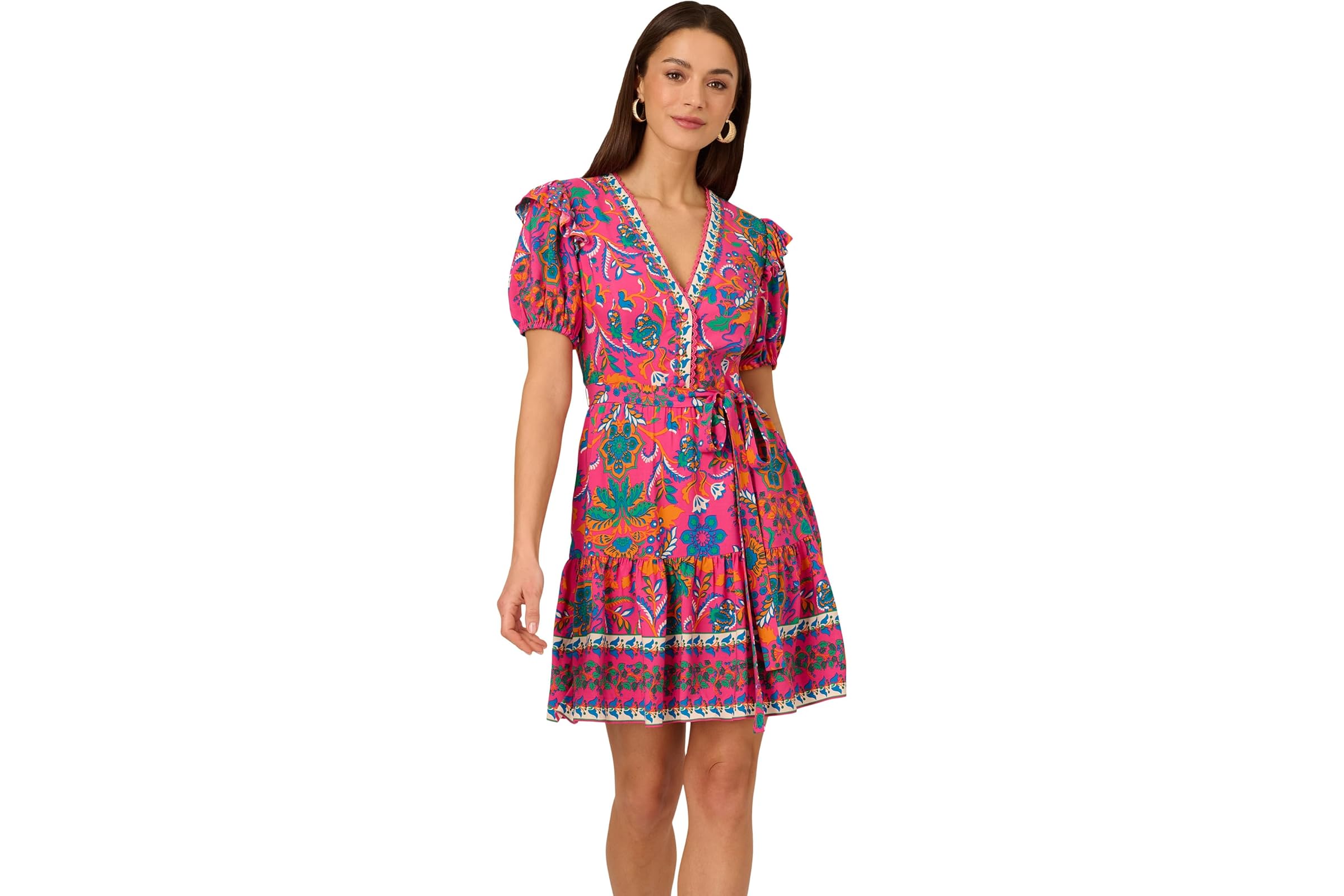 Платье Adrianna Papell Printed Short Flounce Dress