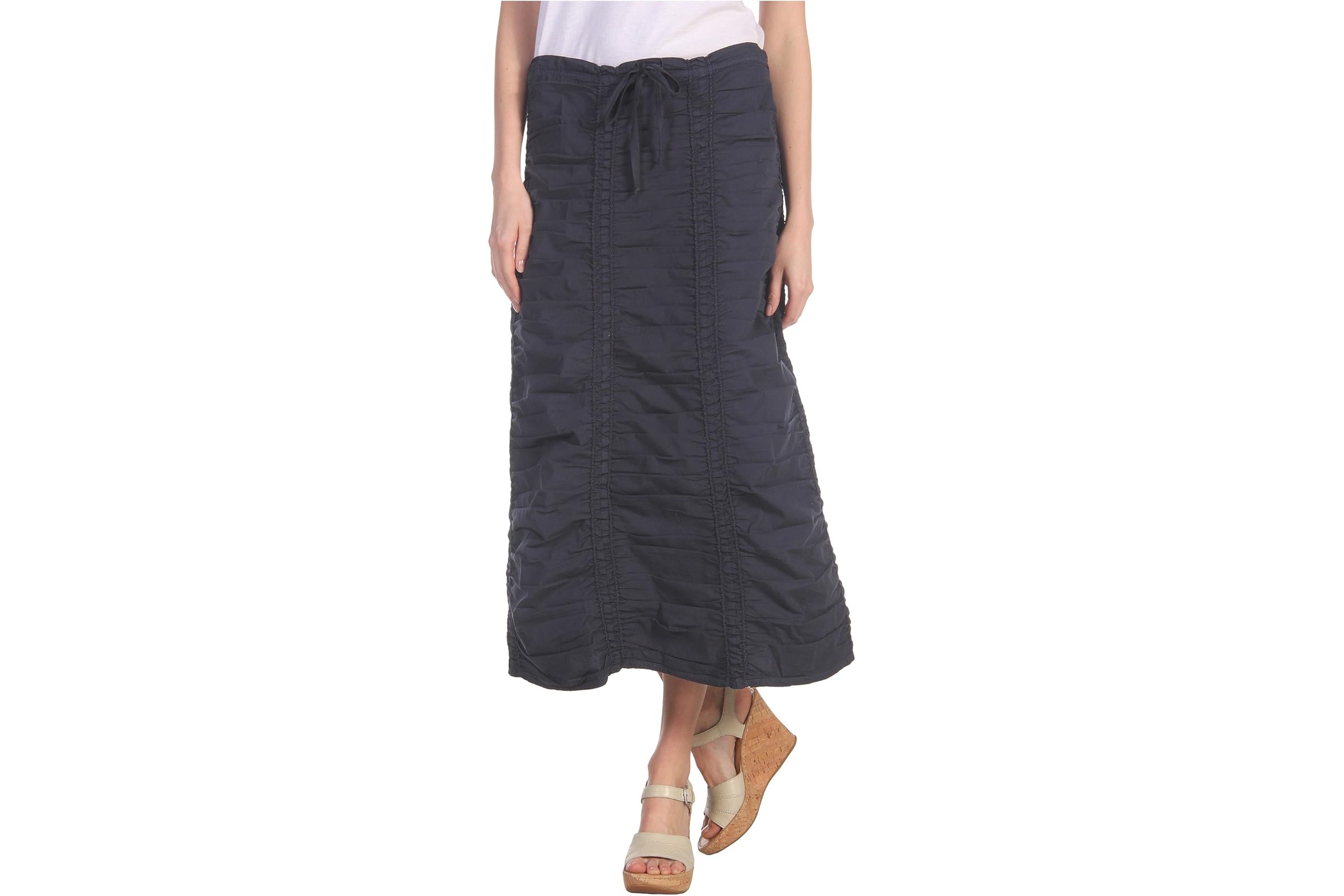 XCVI Stretch Poplin Double Shirred Panel Skirt