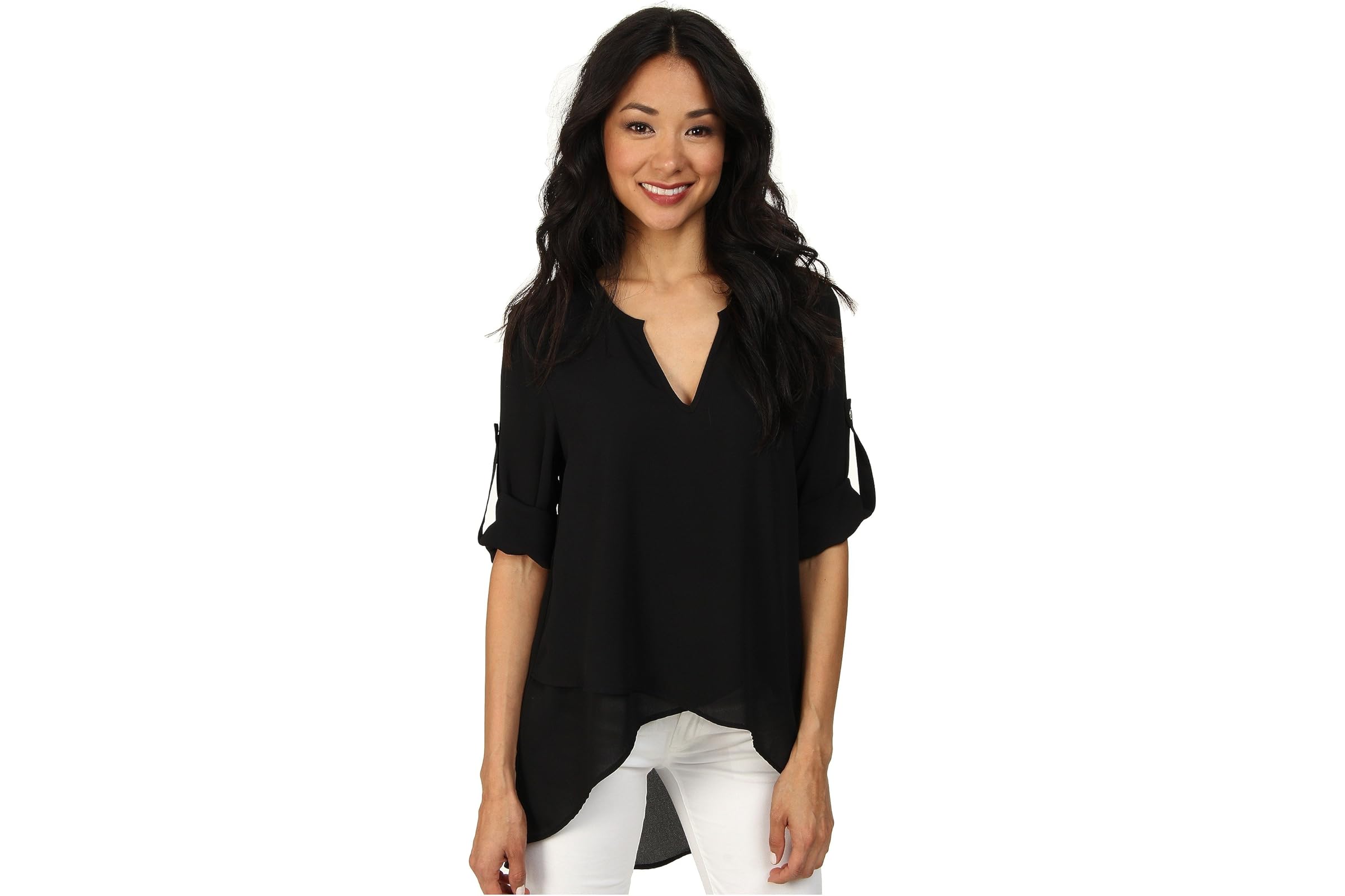 Karen Kane Asymmetrical Hem Wrap Top