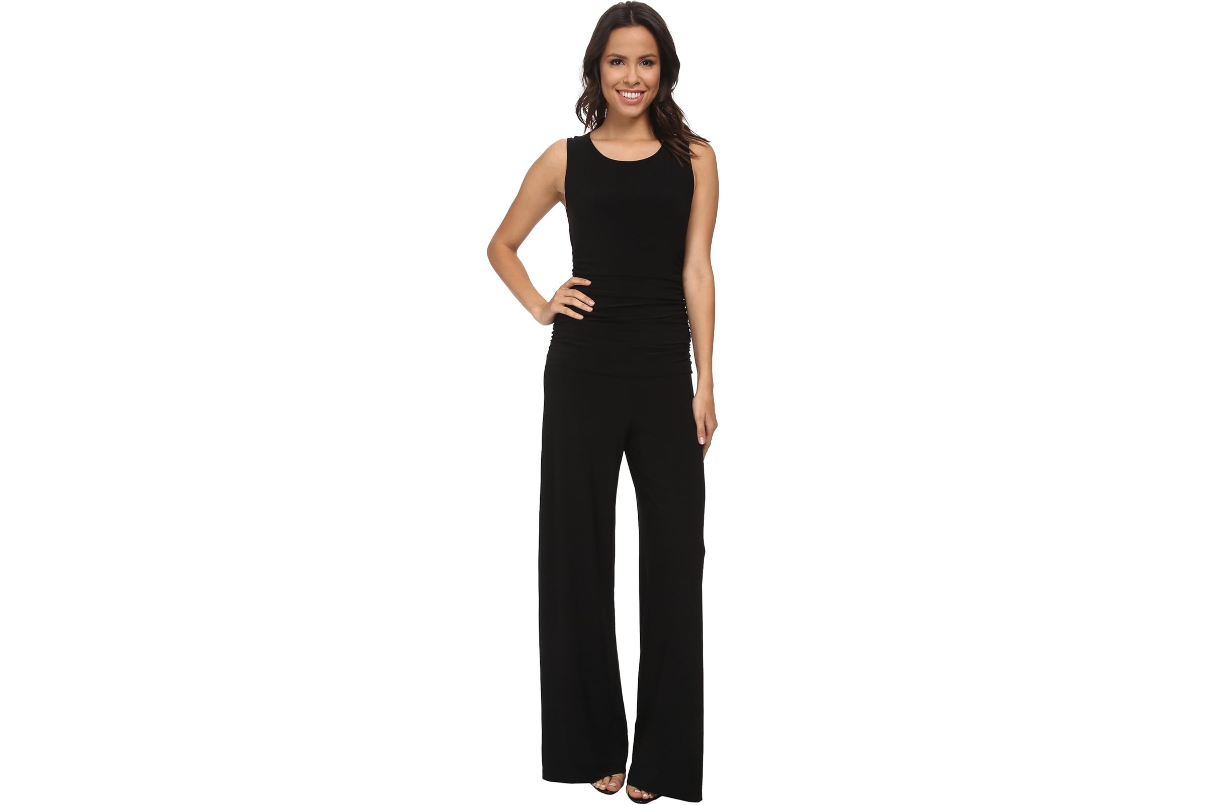 Norma Kamali Sleeveless Shirred Waist Jumpsuit