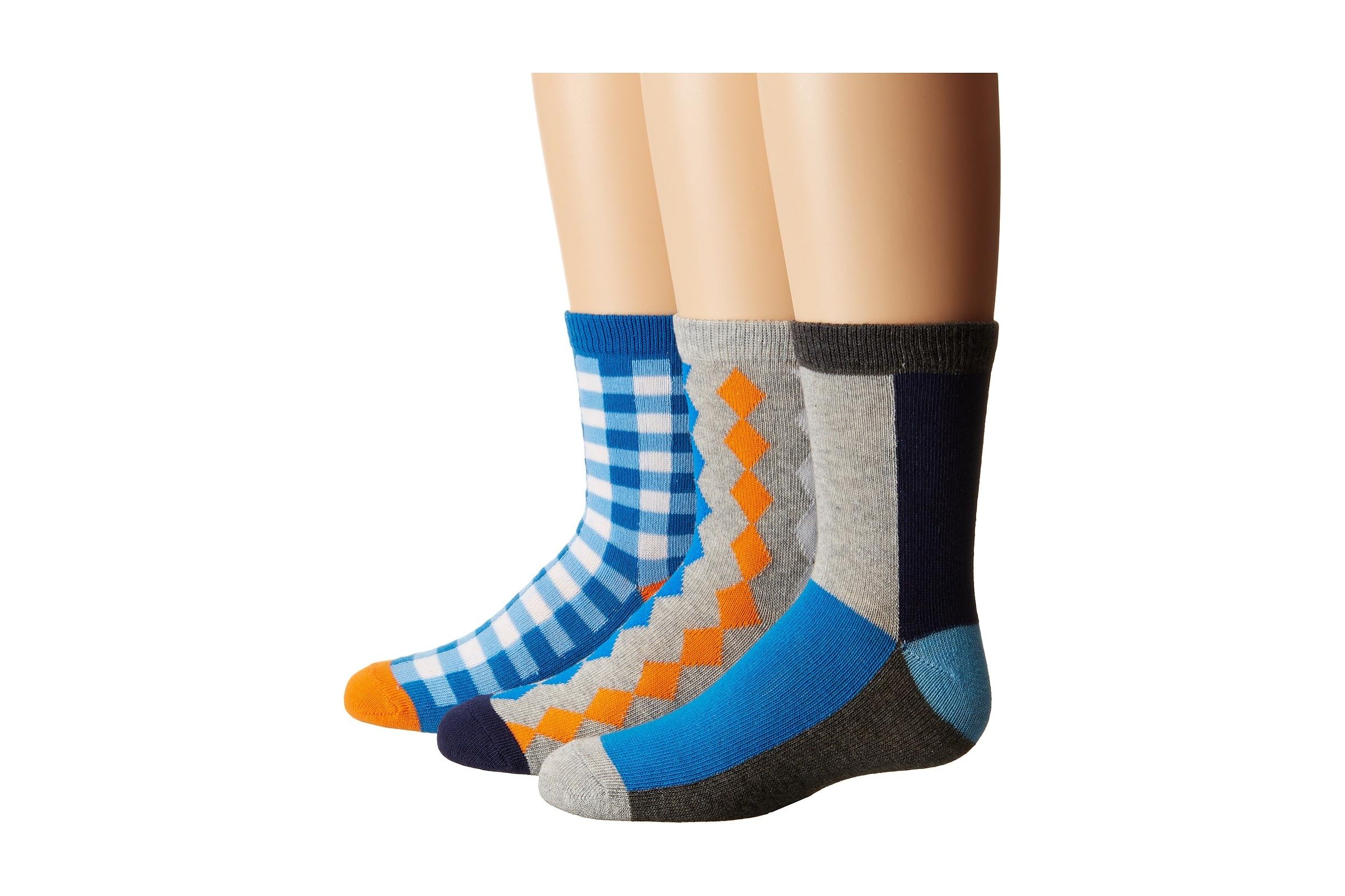 Jefferies Socks Gingham/Color Block/Argyle Crew Socks 3-Pair Pack (Toddler/Little Kid/Big Kid)