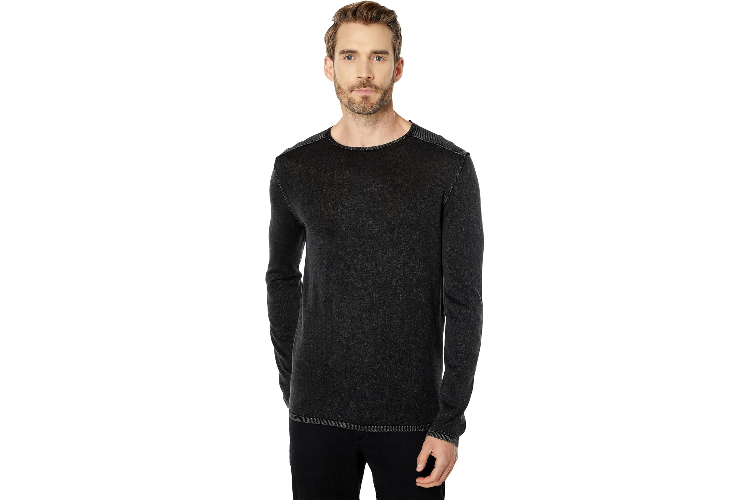 John Varvatos Long Sleeve Crew Neck in Acid Wash Y1833U4B 25390₽