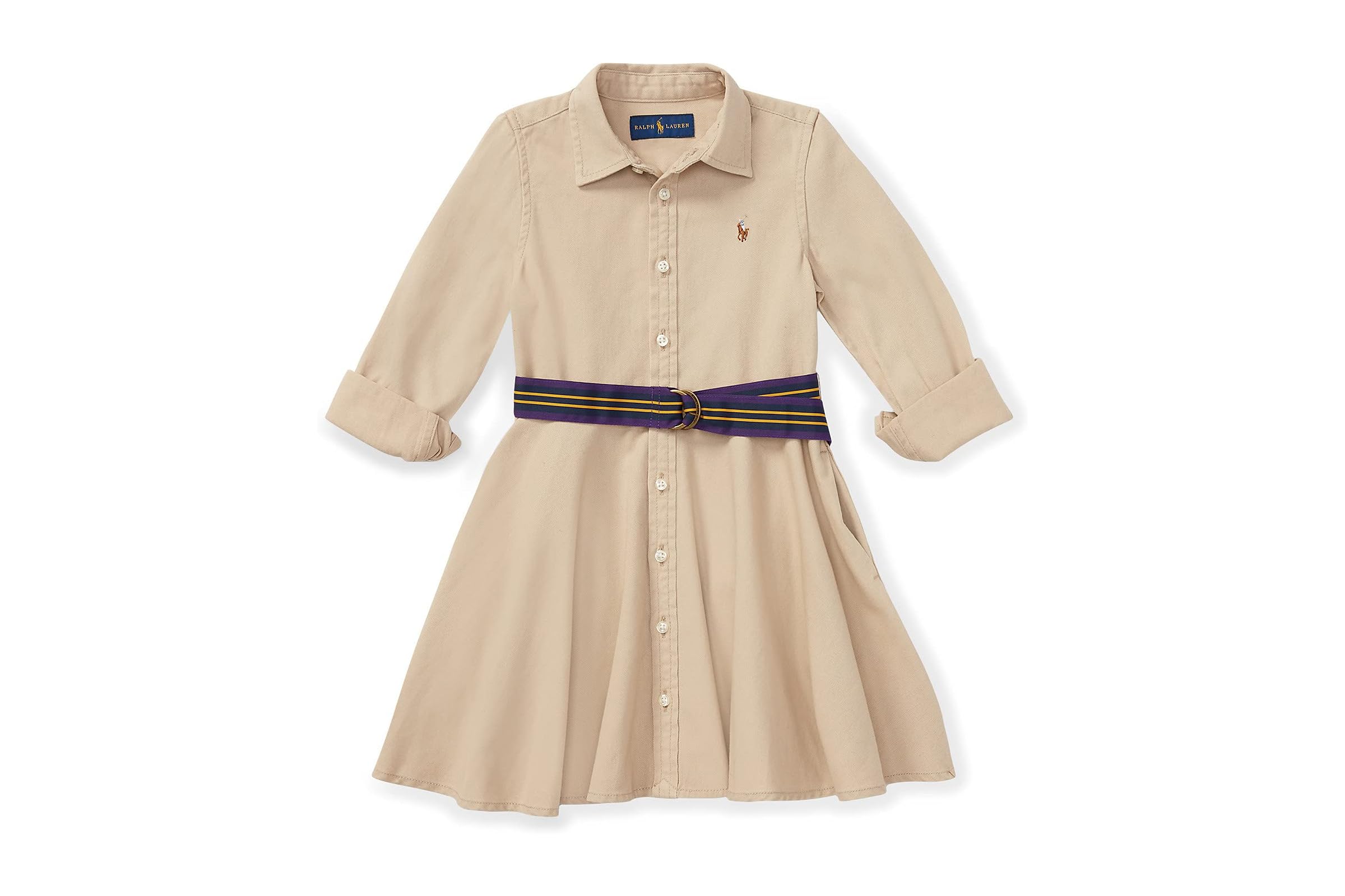 Polo Ralph Lauren Kids Belted Cotton Chino Shirtdress (Little Kids)