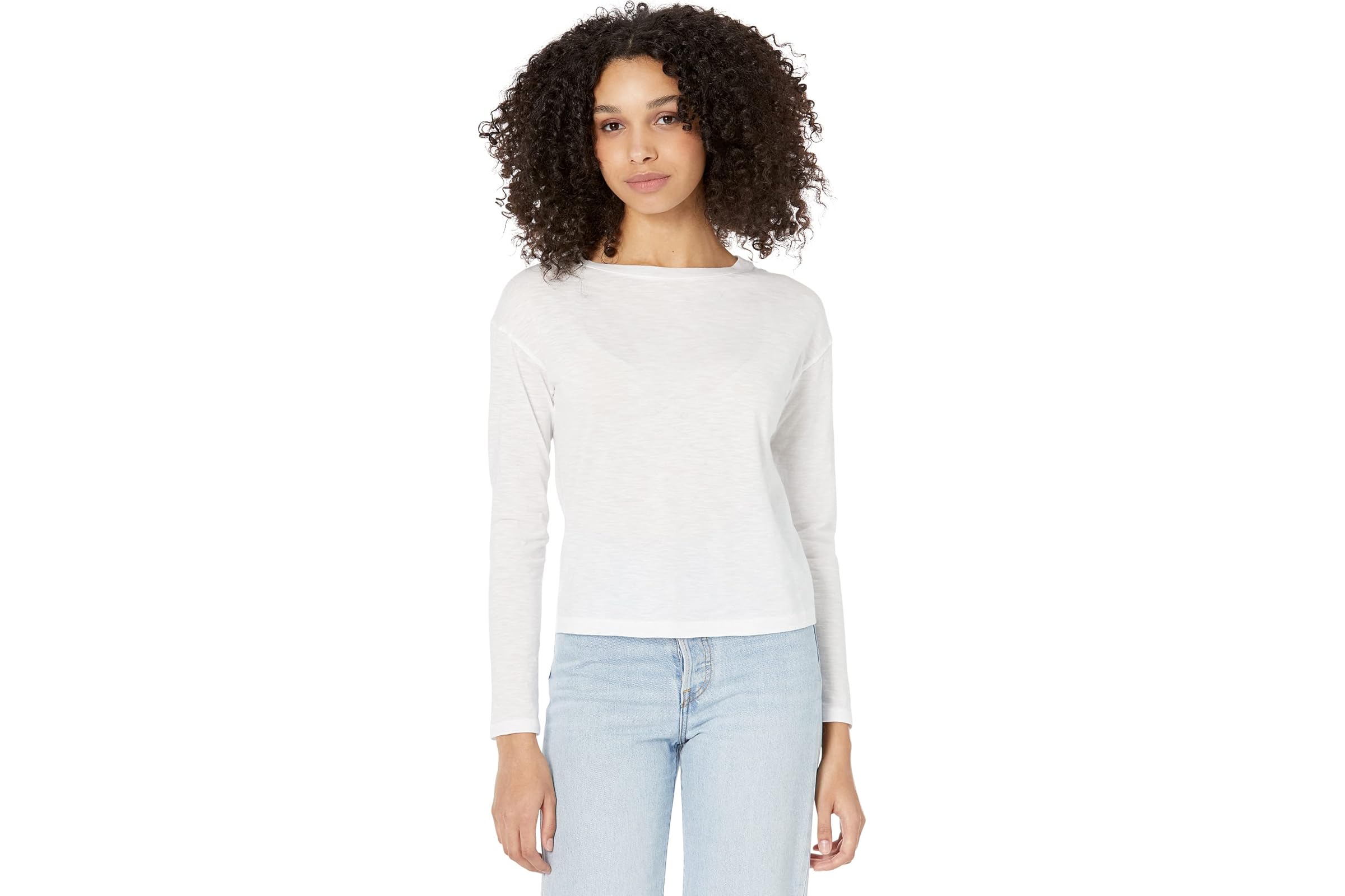 Vince Boxy Long Sleeve 100 Cotton Crew Neck Tee