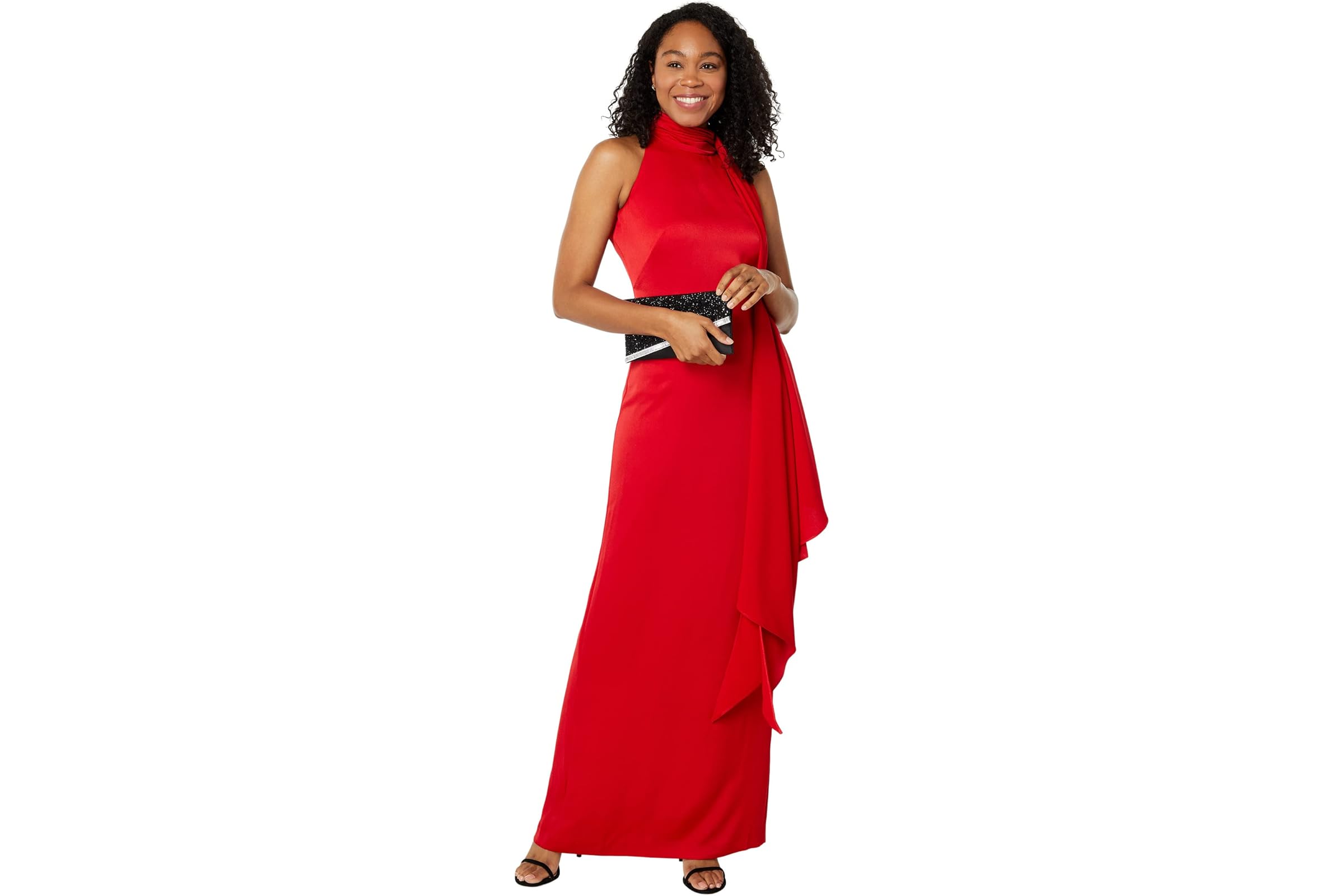 Vince Camuto Haltered High Neck Gown with Scarf