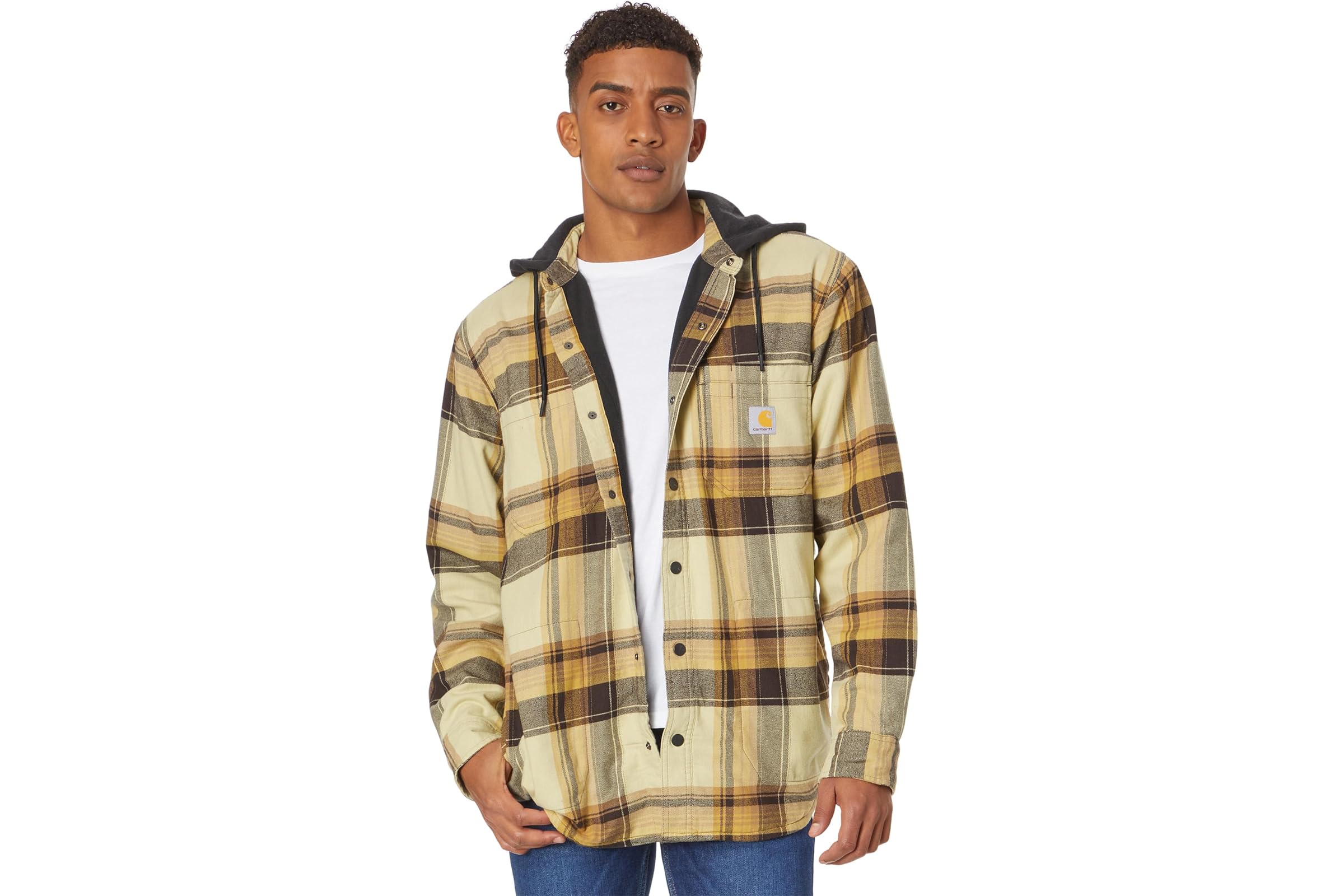 Carhartt Rugged Flex Relaxed Fit Flannel Fleece Lined Hooded Shirt Jacket