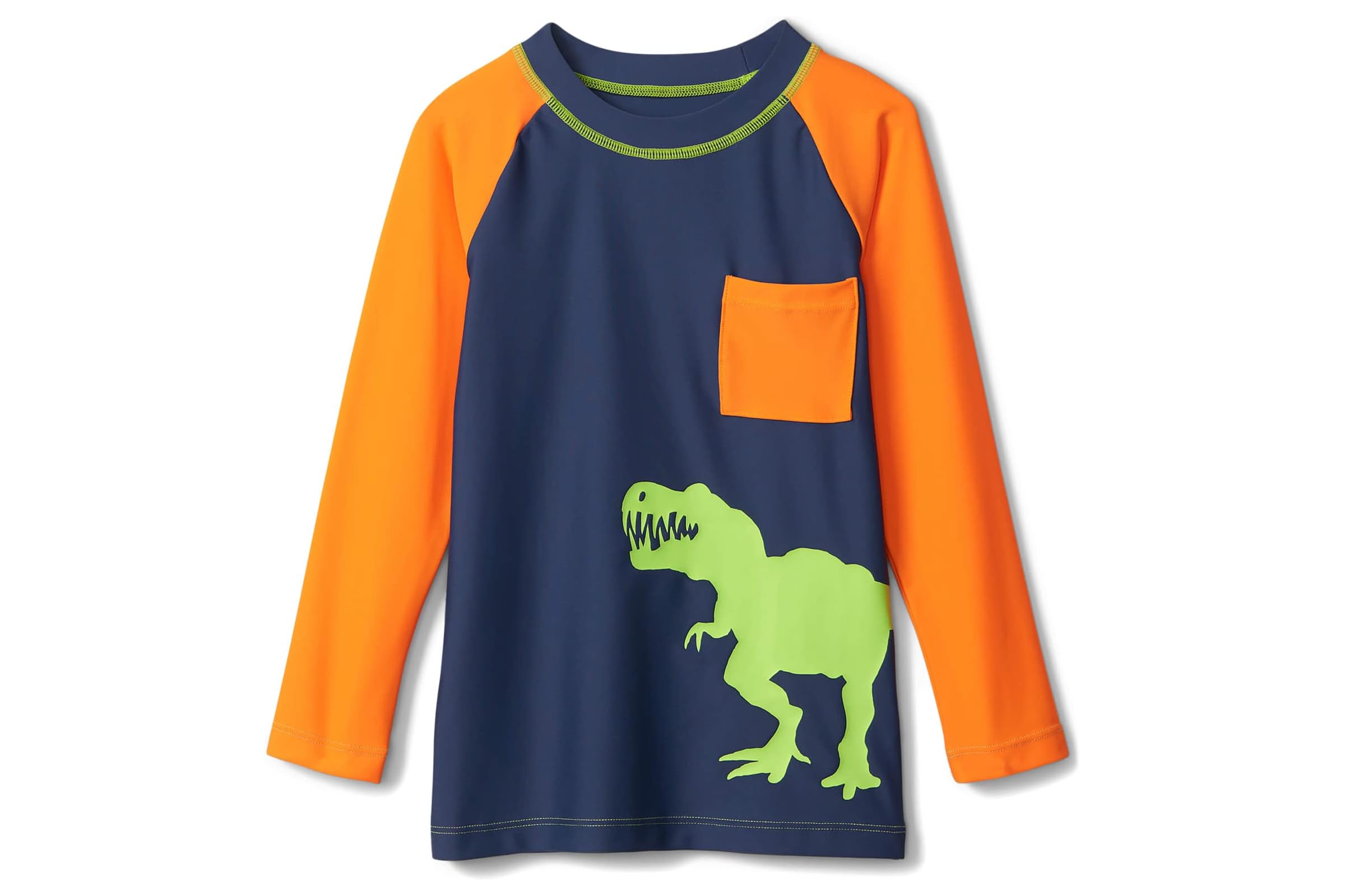 Hatley Kids Colour-Block Dino Long Sleeve Pocket Rashguard (Toddler/Little Kids/Big Kids)