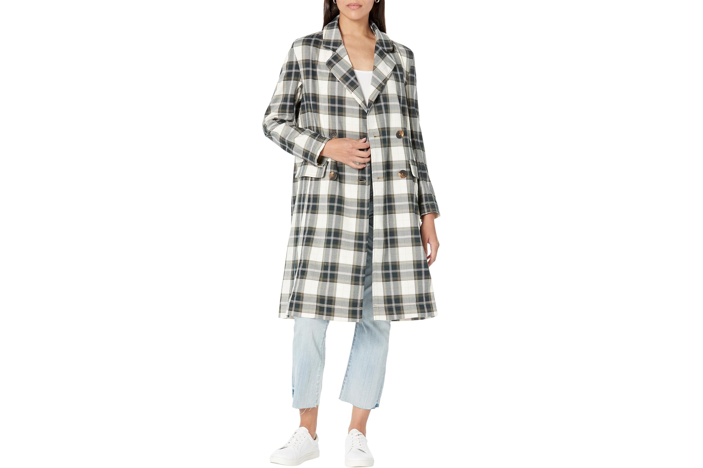 Free People Freddie Longline Blazer Plaid