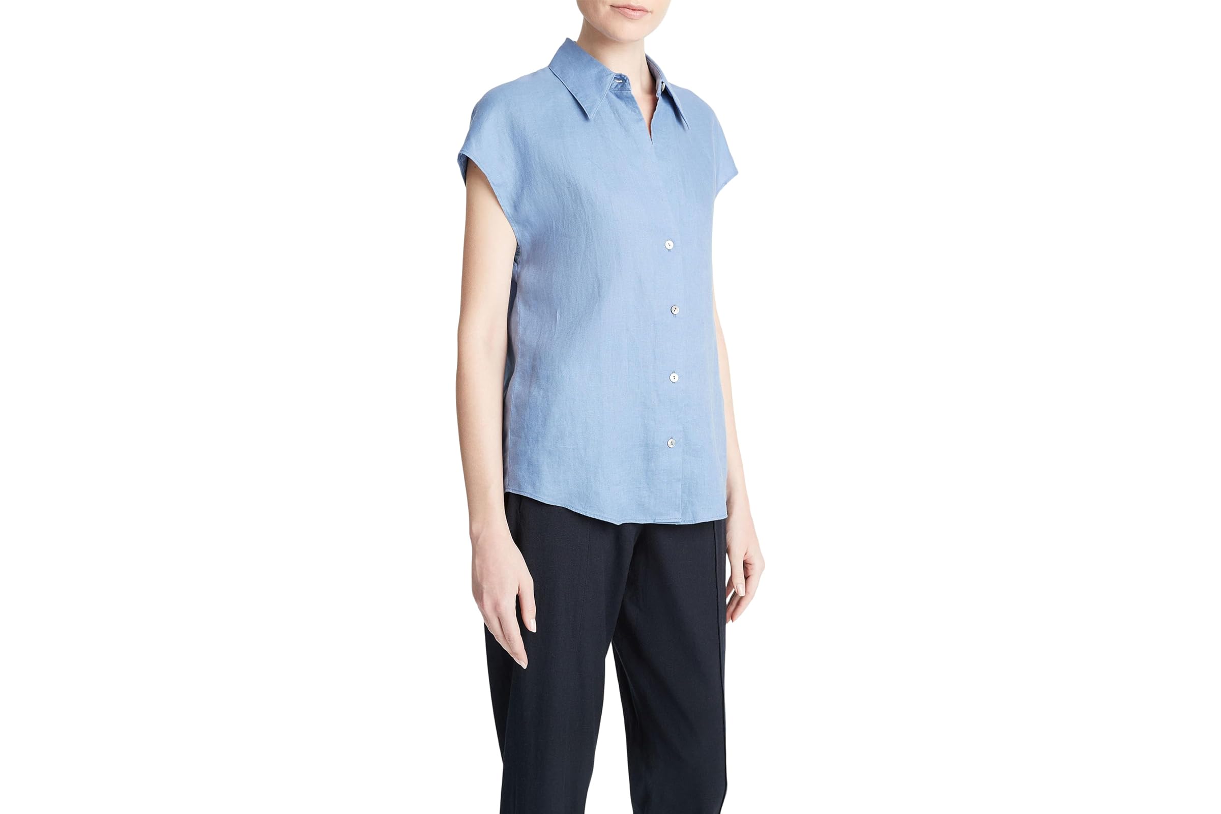 Vince Cap Sleeve Button Down Blouse