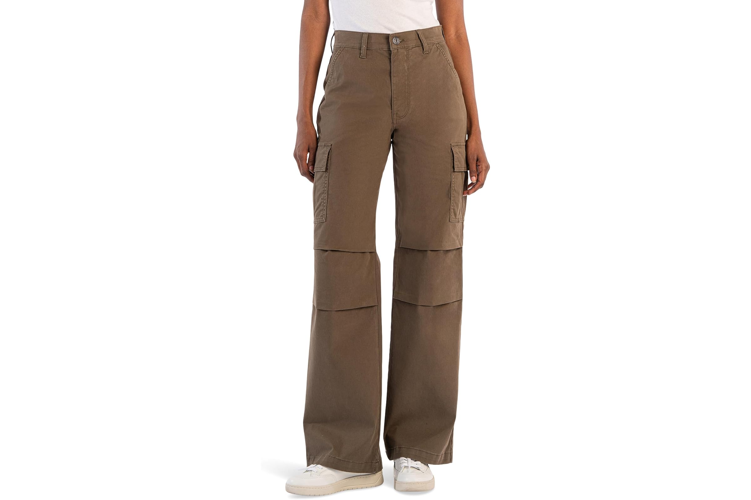 KUT from the Kloth Miller High-Rise Straight Wide Leg Cargo Pockets in Oregano