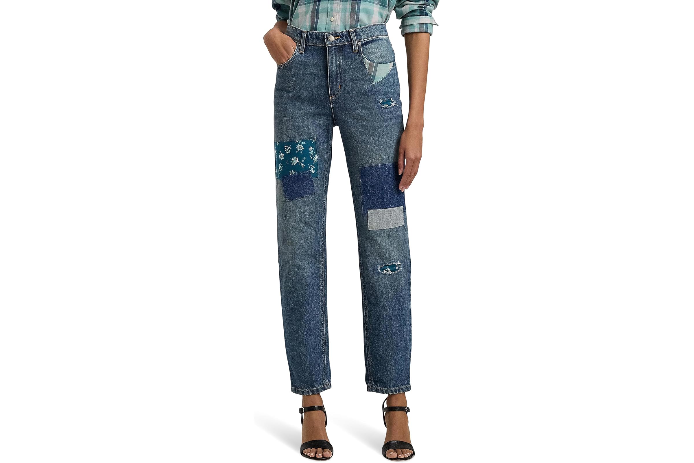 LAUREN Ralph Lauren Patchwork Boyfriend Tapered Ankle Jeans