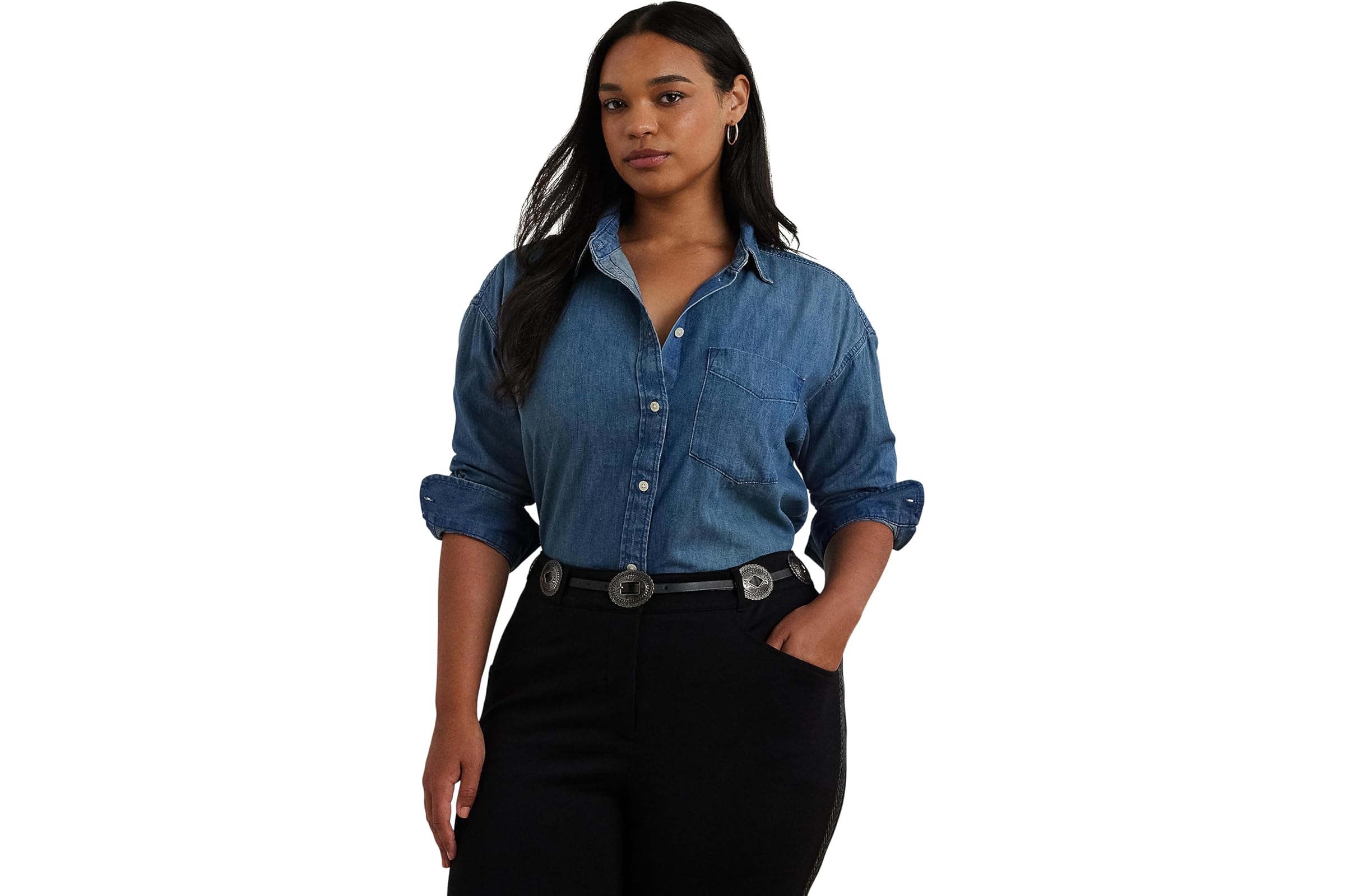 LAUREN Ralph Lauren Plus Size Relaxed Fit Denim Shirt