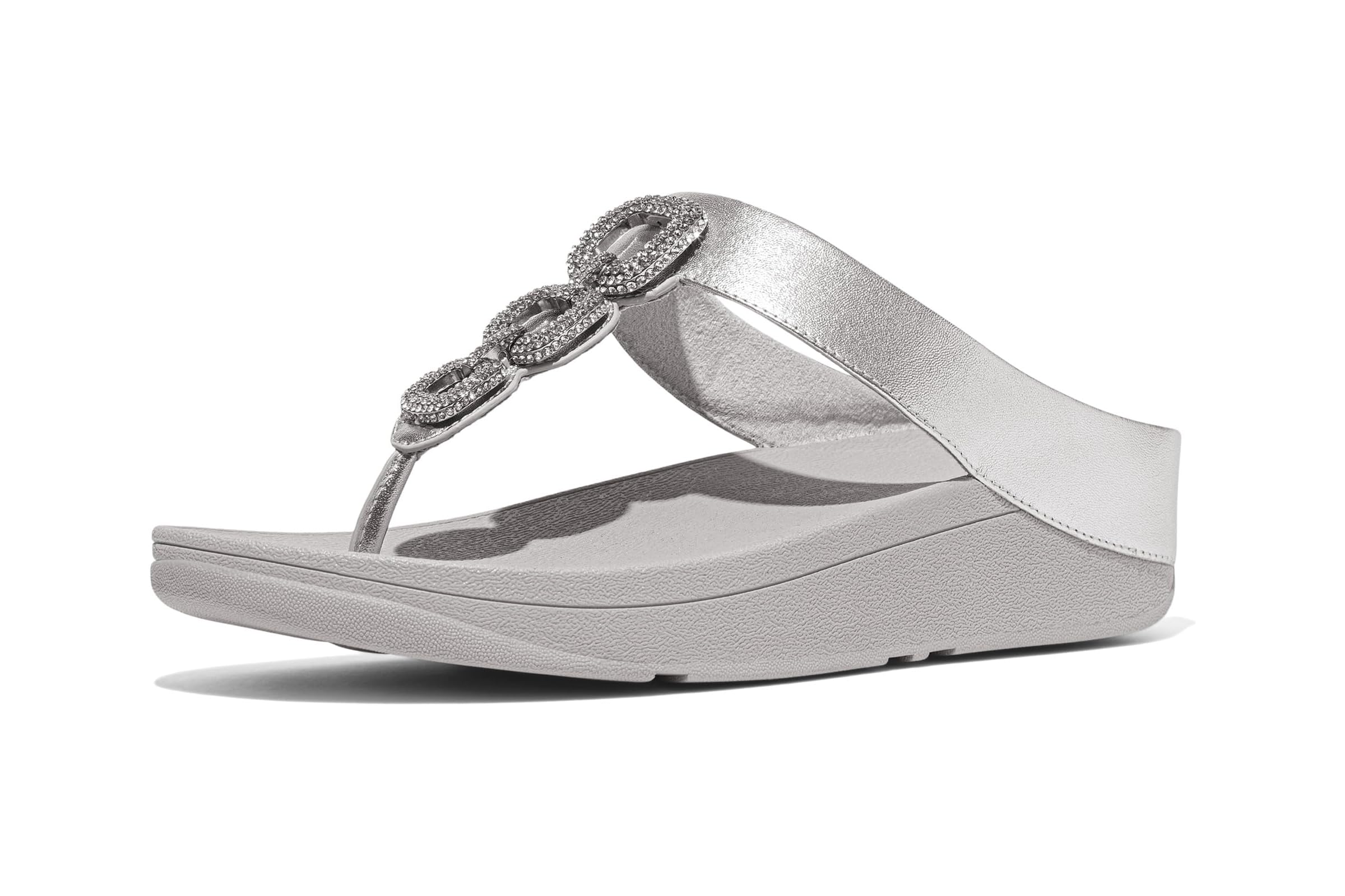 FitFlop Fino Crystal-Chain Metallic-Leather Toe-Post Sandals