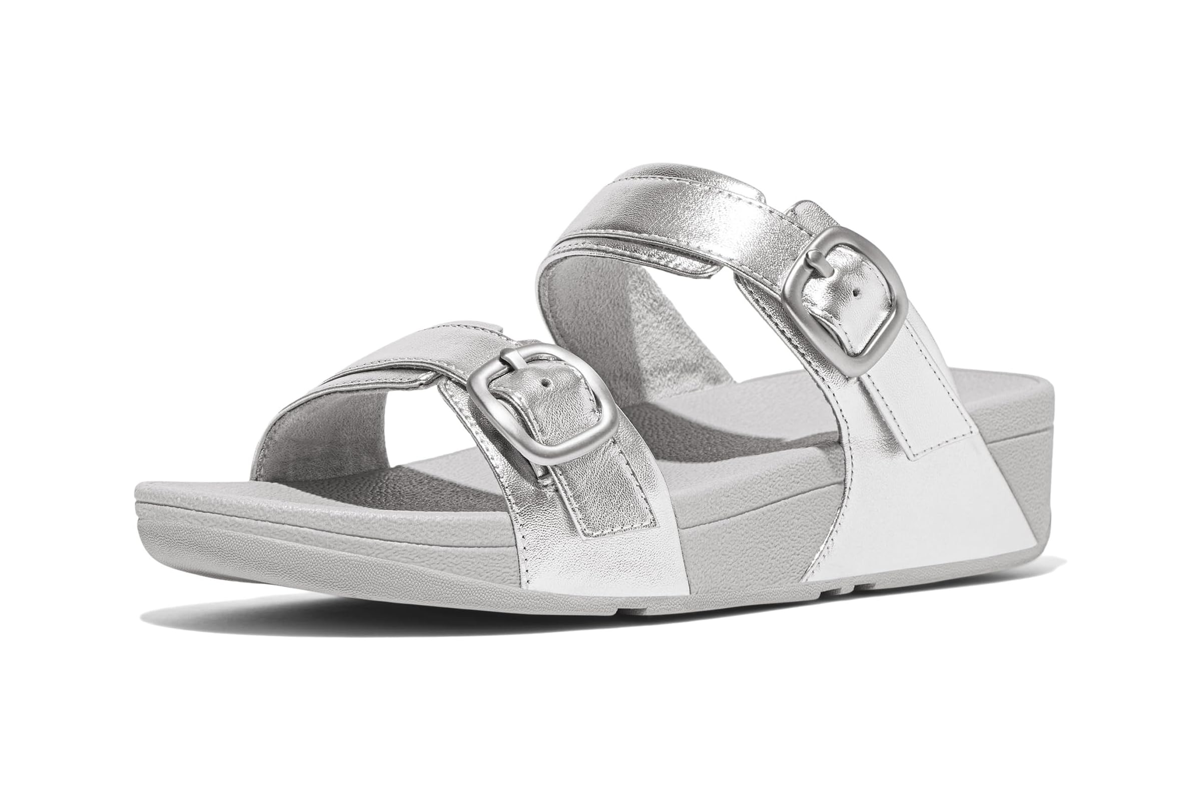 FitFlop Lulu Adjustable-Buckle Metallic-Leather Slides