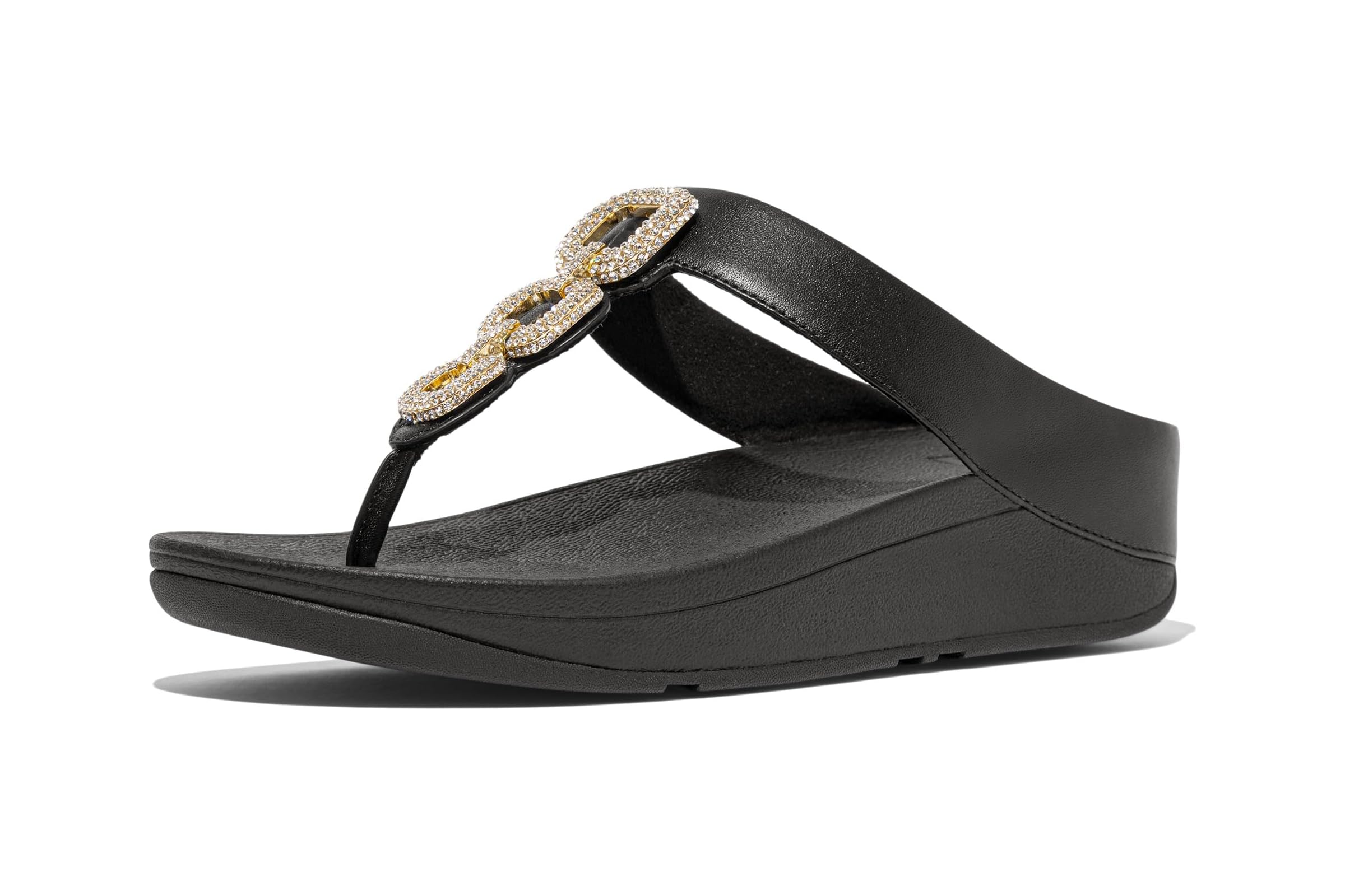 FitFlop Fino Crystal-Chain Leather Toe-Post Sandals