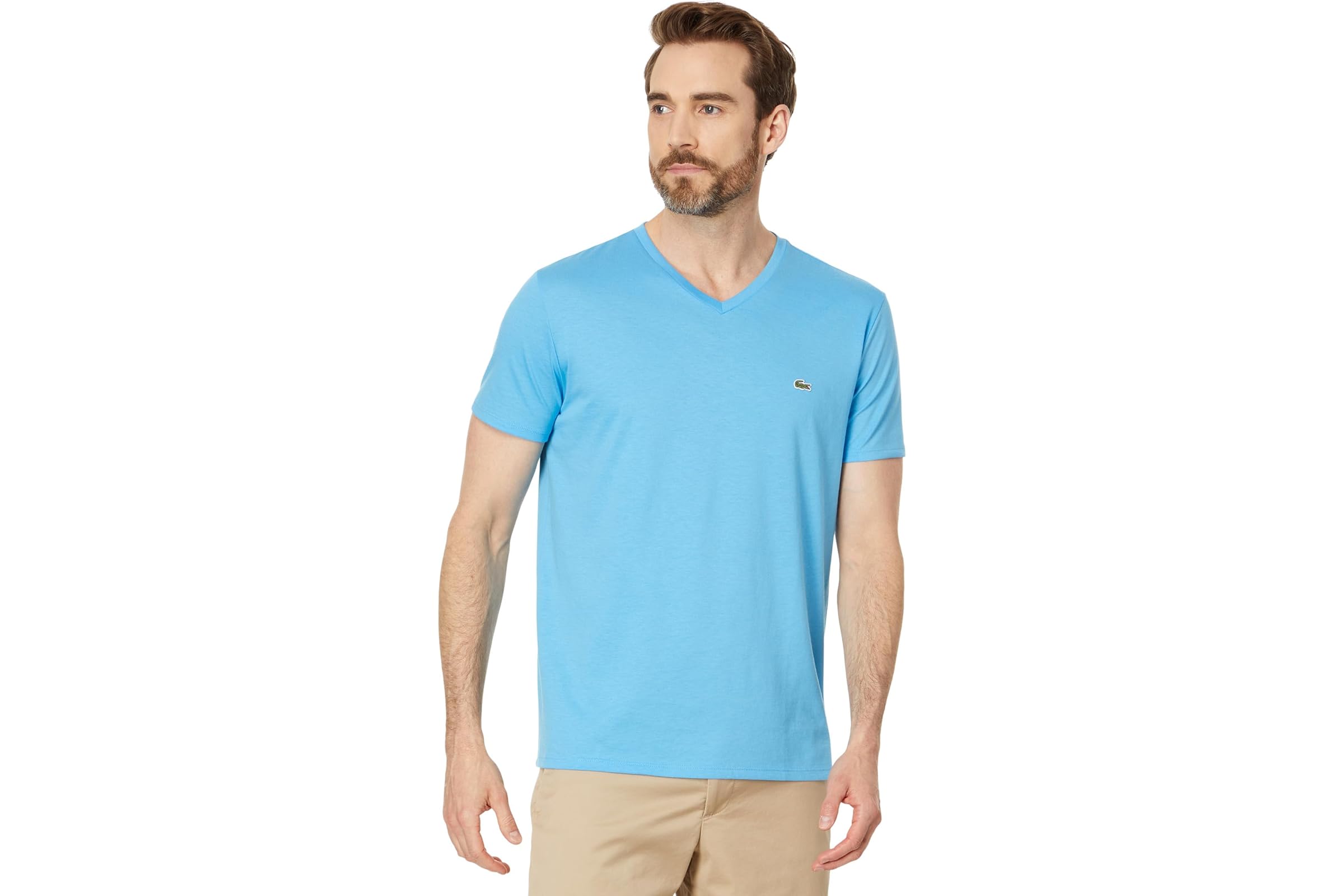 Lacoste Short Sleeve V-Neck Pima Jersey Tee Shirt