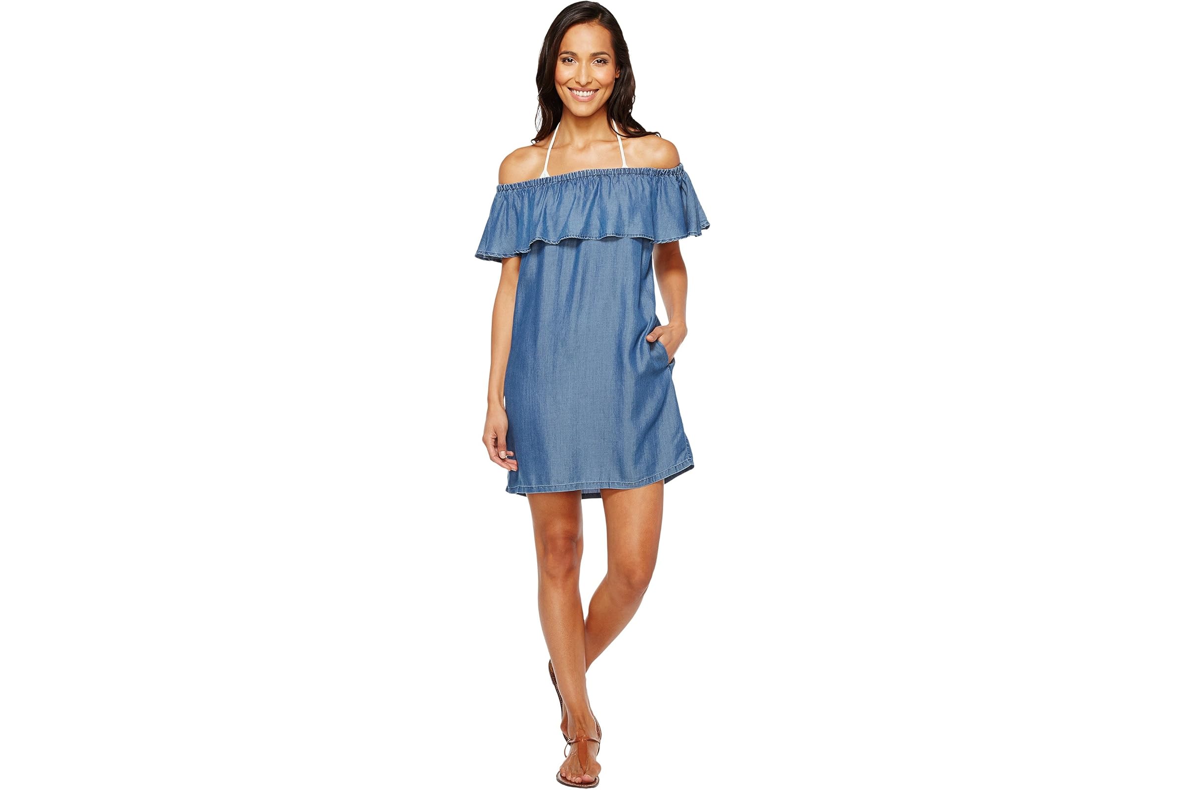 Tommy Bahama Chambray Off the Shoulder Dress Cover-Up