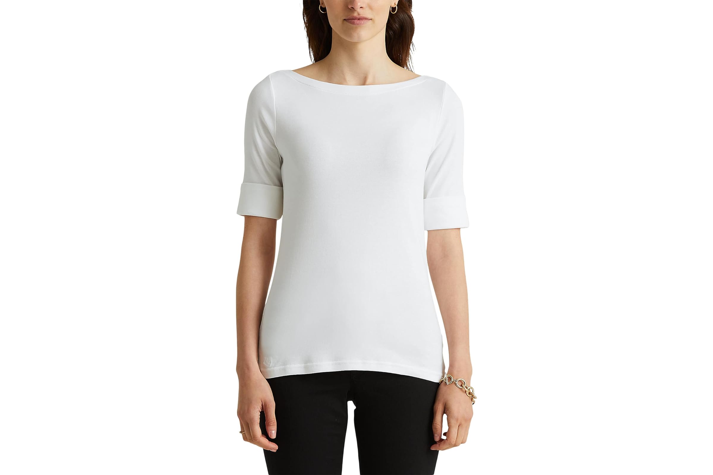 LAUREN Ralph Lauren Petite Cotton Boat Neck T-Shirt